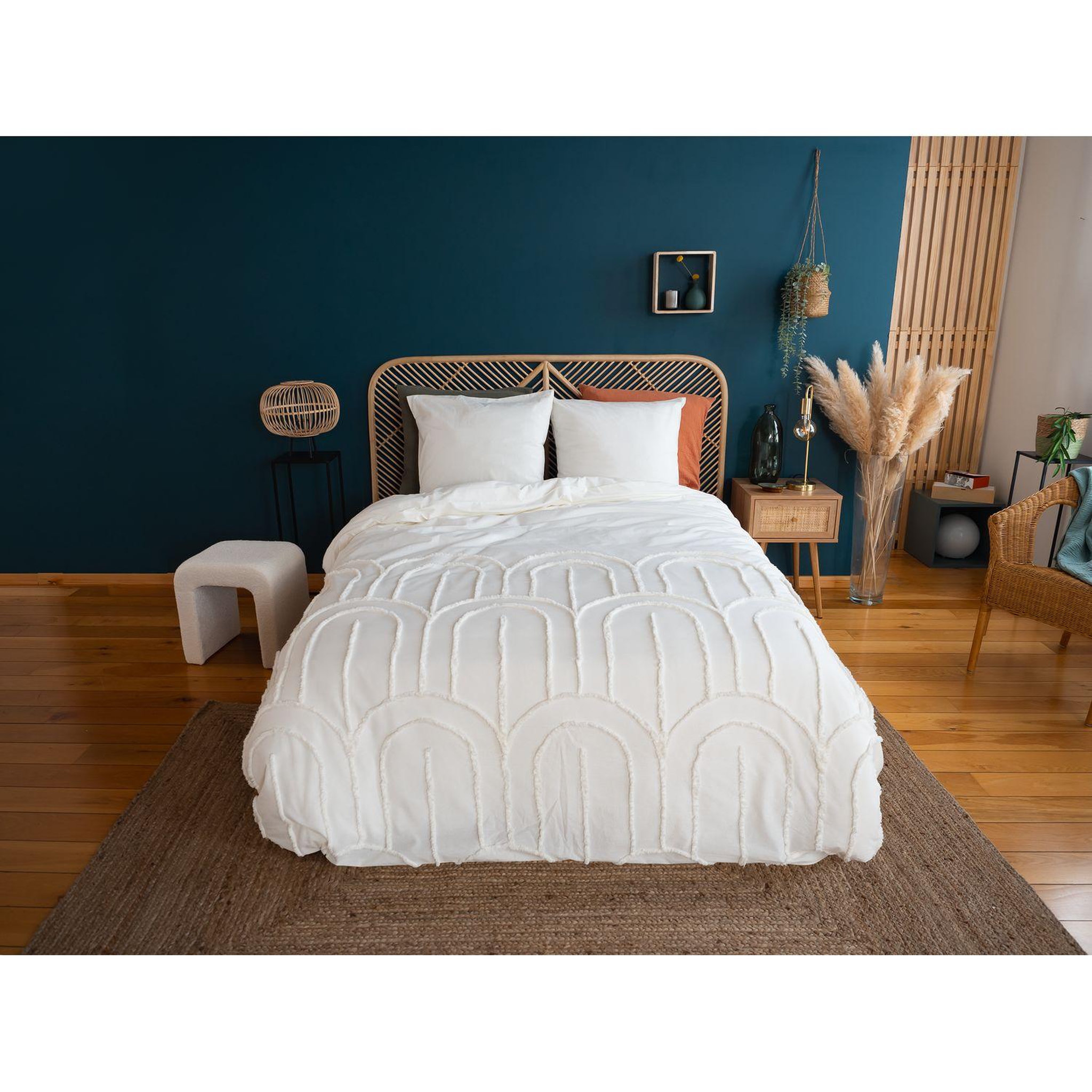 Voir la diapositive 3 : COTE DECO Parure de lit finition tufté - 100% coton lavé 52 fils/cm² - 240 x 260 cm
