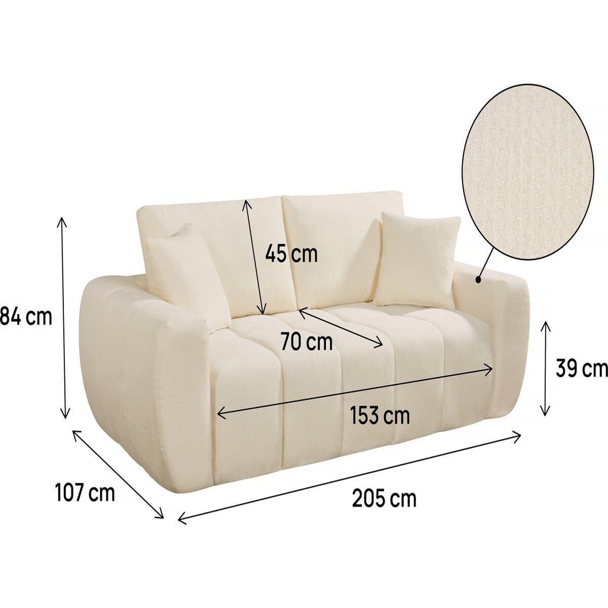 Voir la diapositive 3 : Habitat et Jardin Canapé droit en tissu style bubble  Léonie  - 3 places - Beige