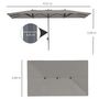 Voir la diapositive 3 : OUTSUNNY Parasol de jardin grande taille dim. 4,51 x 2,64 m manivelle alu métal polyester haute densité UPF 50+ gris