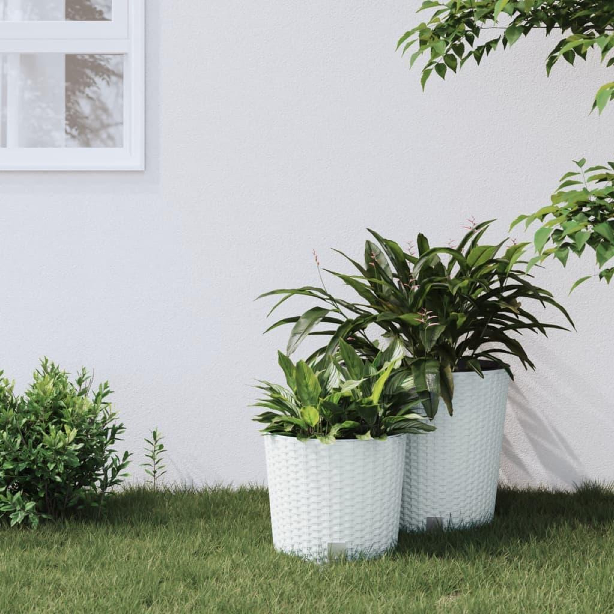 Voir la diapositive 1 : VIDAXL Jardiniere et interieur amovible blanc 15 /15,3 L rotin PP