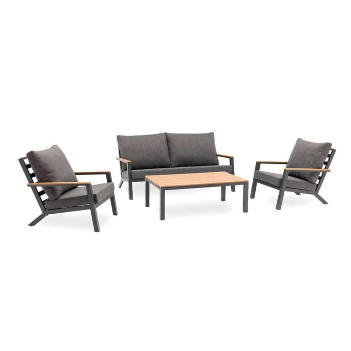 Paris Prix Salon de Jardin 5 Places  Kommos  175cm Gris Anthracite