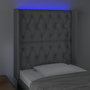 Voir la diapositive 4 : VIDAXL Tete de lit a LED Gris clair 83x16x118/128 cm Tissu