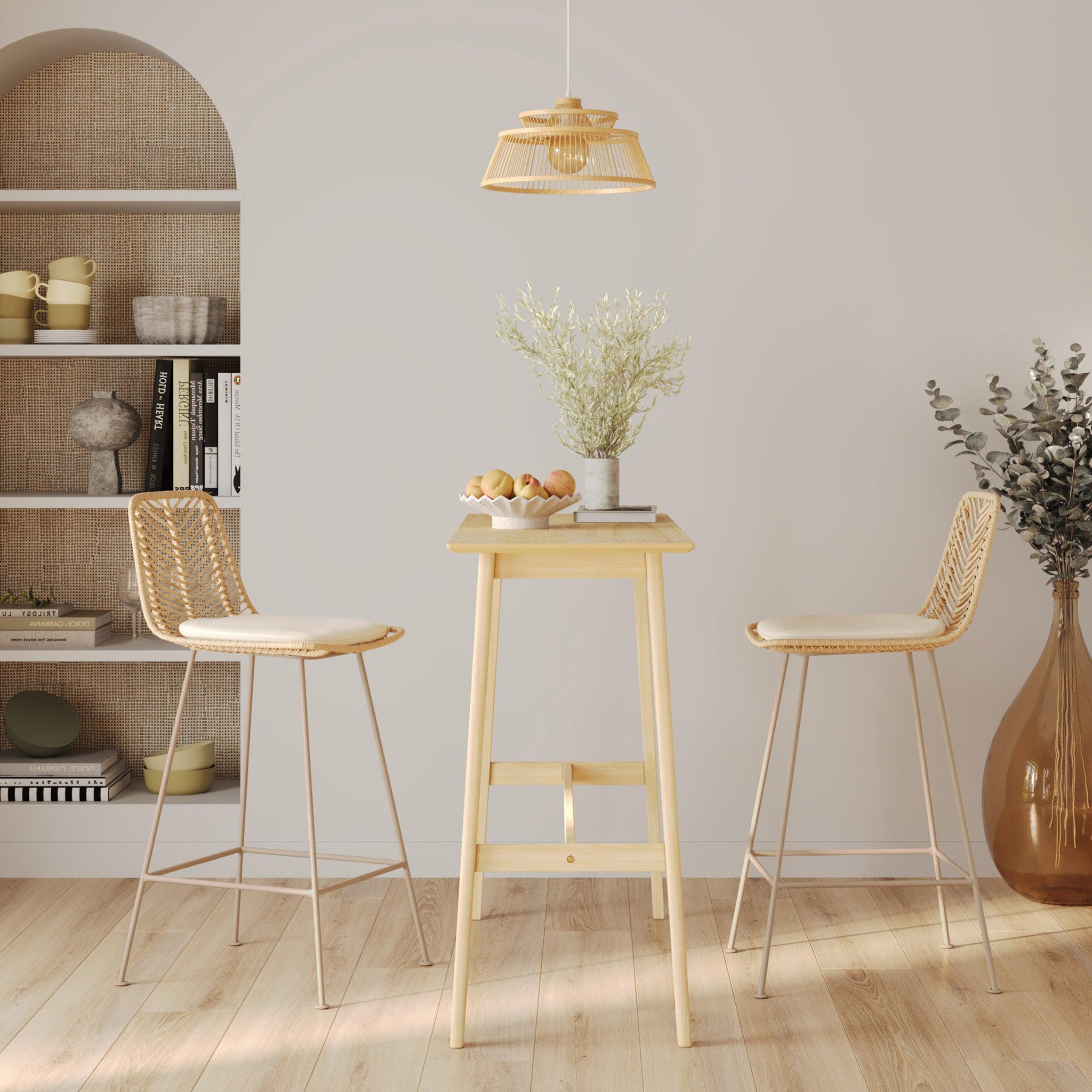 Voir la diapositive 6 : MAISON PAVANE Lot de 2 chaises pour îlot central 66 cm en rotin naturel-tamara