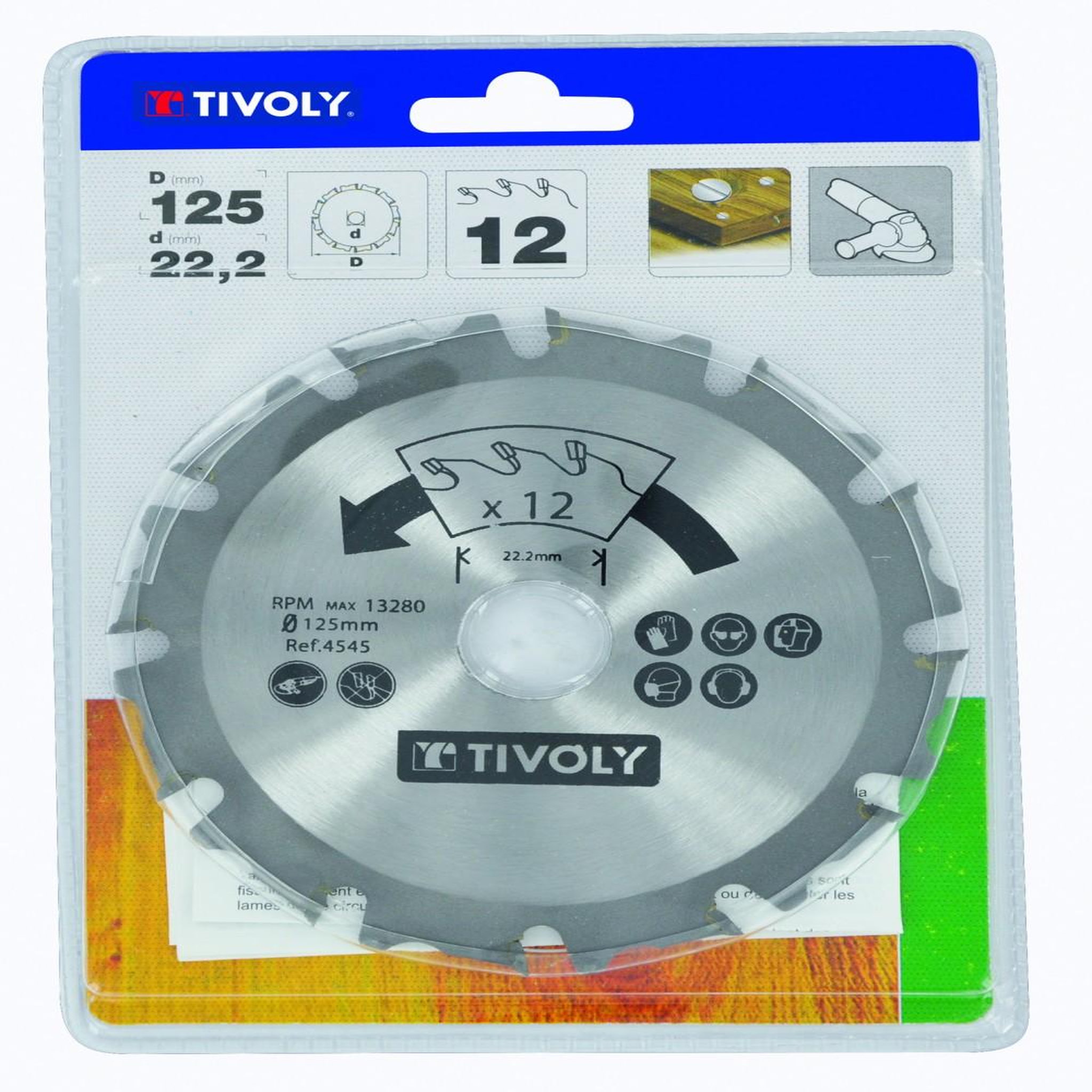 TIVOLY Disque à tronçonner pour meuleuse pour bois, Diam.125 mm