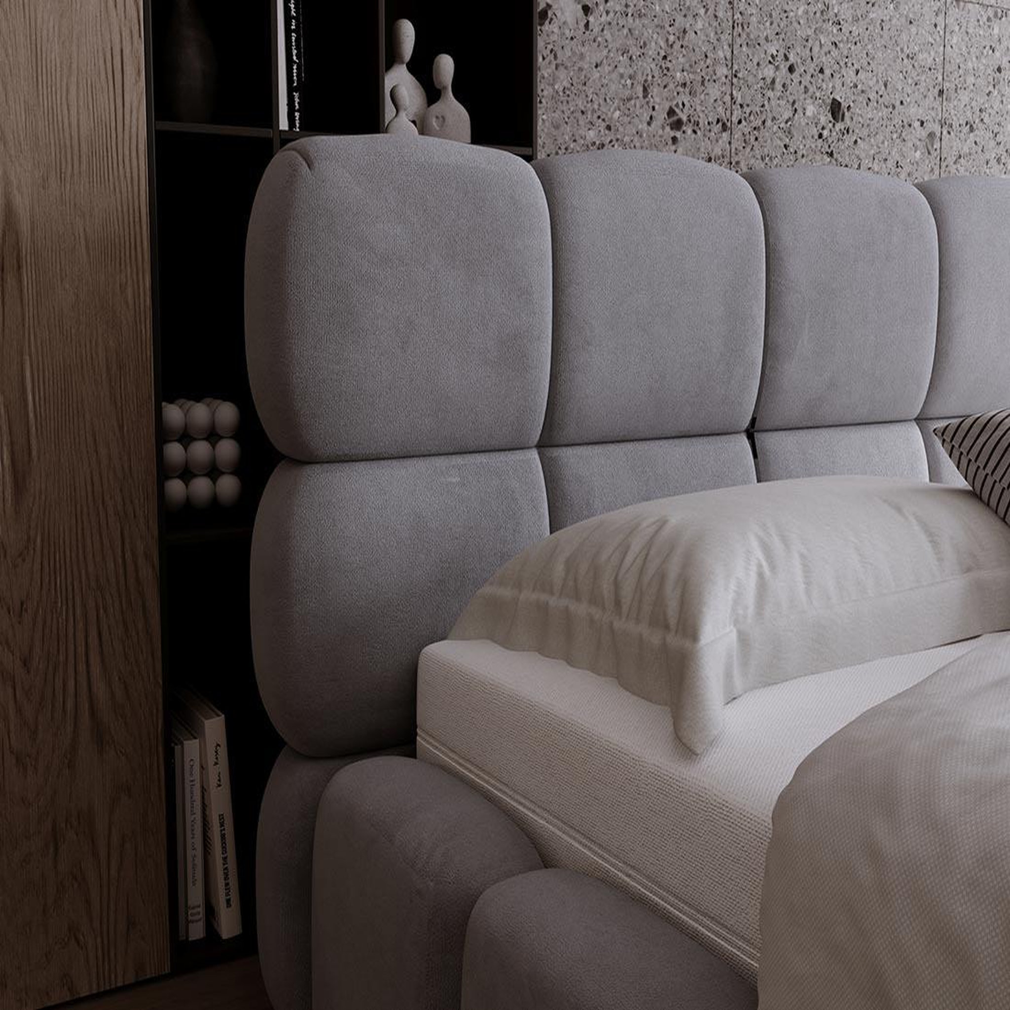 Voir la diapositive 6 : BEST MOBILIER Mariposa - lit coffre - 140x200 cm - sommier inclus - en velours