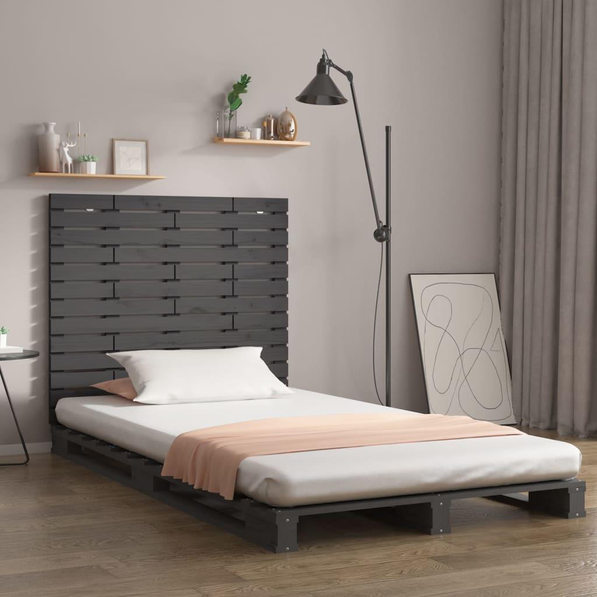 Voir la diapositive 1 : VIDAXL Tete de lit murale Gris 81x3x91,5 cm Bois massif de pin