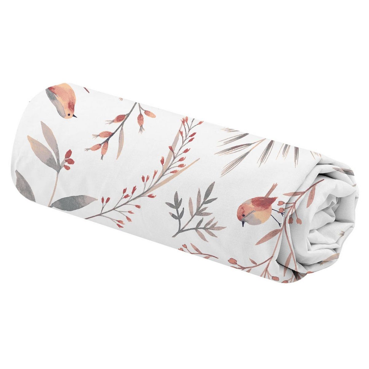 Drap housse fantaisie en microfibre motifs feuillages JULIE