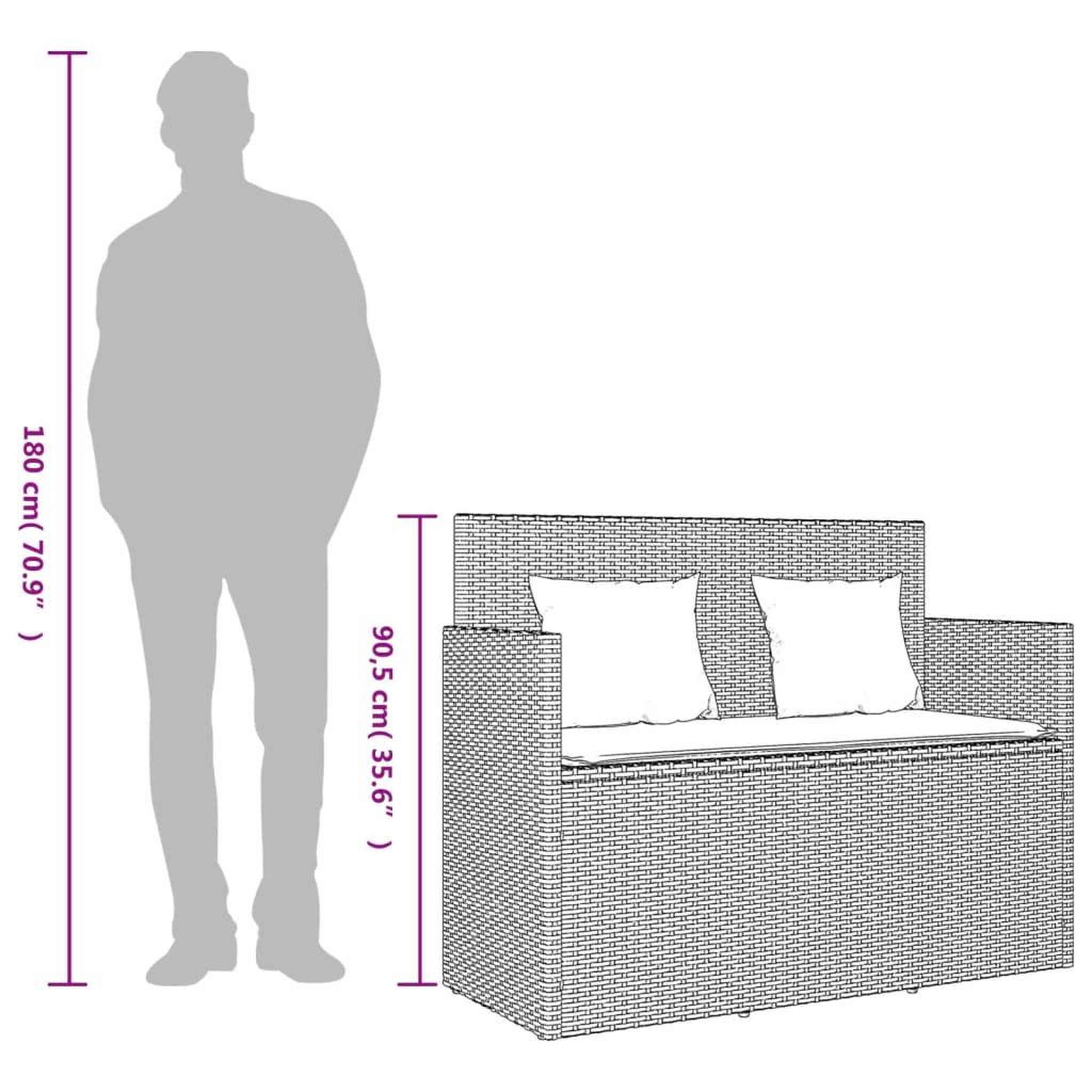 Voir la diapositive 6 : VIDAXL Banc de jardin avec coussins noir resine tressee