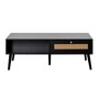 Voir la diapositive 1 : BEST MOBILIER Goto - table basse - noir et cannage - 1 tiroir et 1 niche - 110 cm
