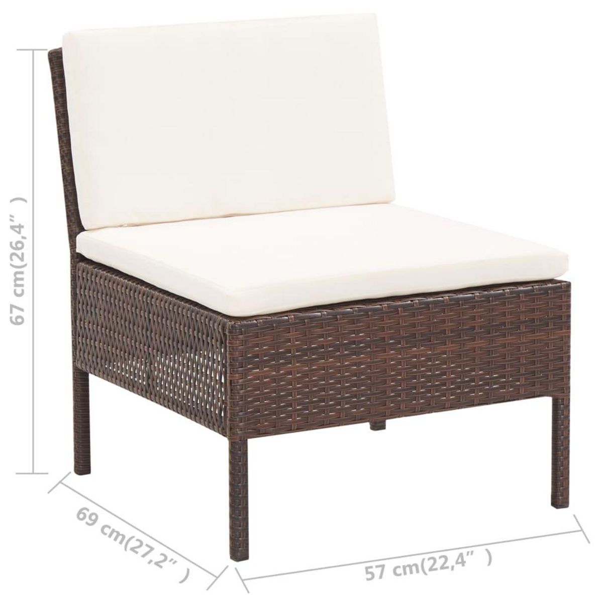 VIDAXL Salon de jardin 5 pcs avec coussins Resine tressee Marron