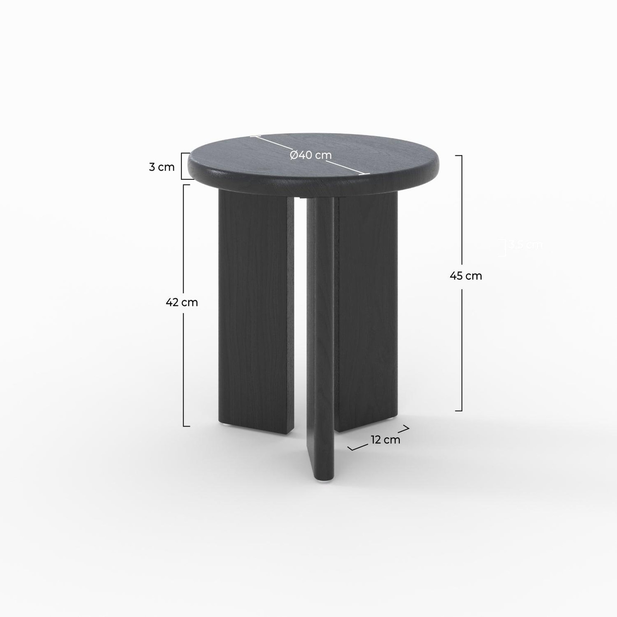 Voir la diapositive 4 : MAISON PAVANE Table d'appoint ronde en bois noir d40 cm-néa