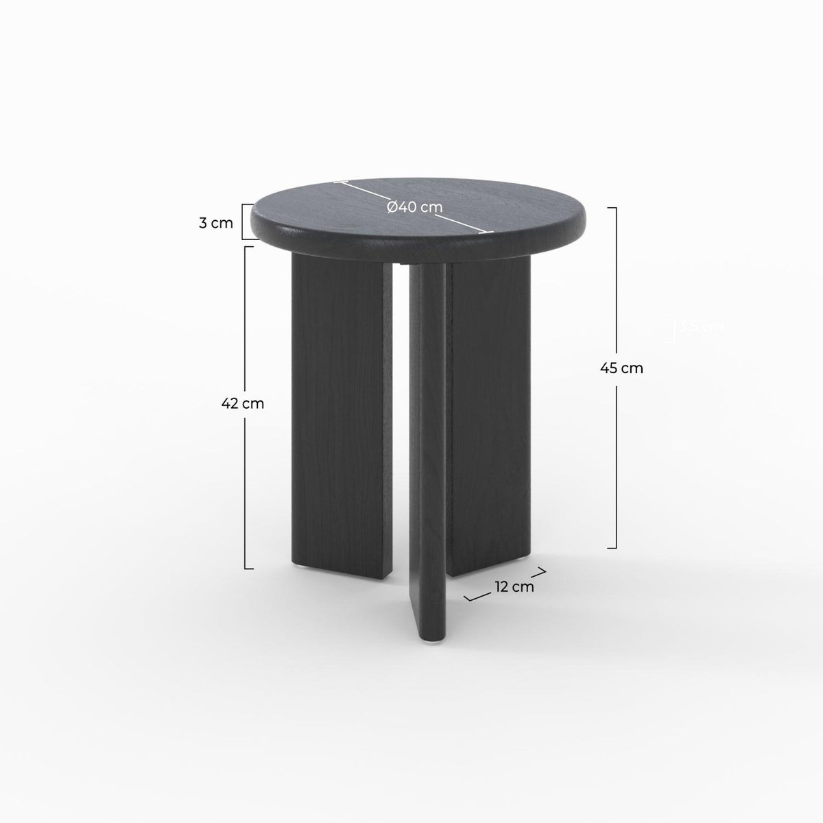 Rendez vous déco Table d'appoint ronde en bois noir D40 cm-Néa