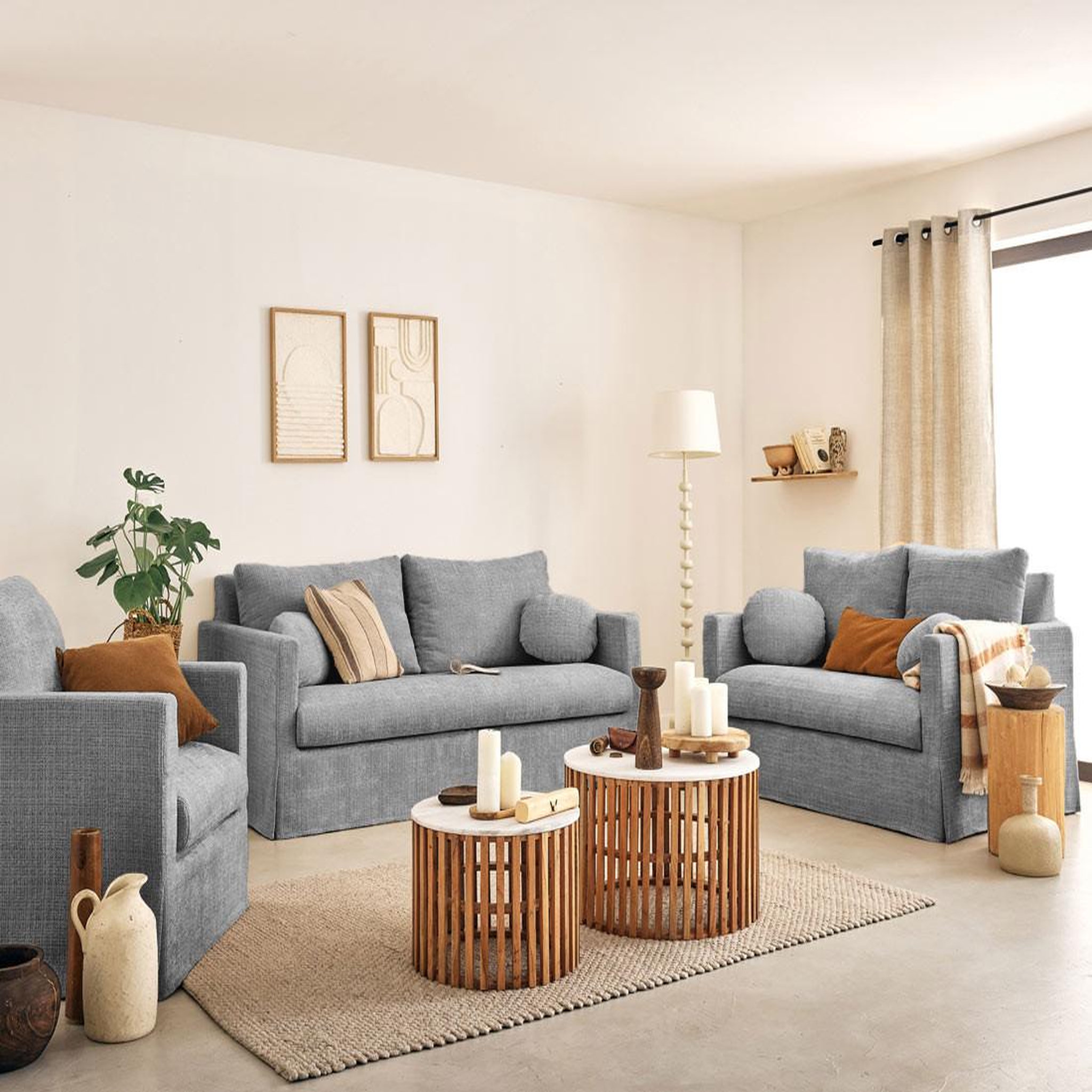 Voir la diapositive 4 : LISA DESIGN Serena - canapé droit déhoussable 3 places en velours texturé