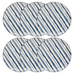 SECRET DE GOURMET Lot de 6 Assiettes Plates  Umami Rayure  26cm Bleu