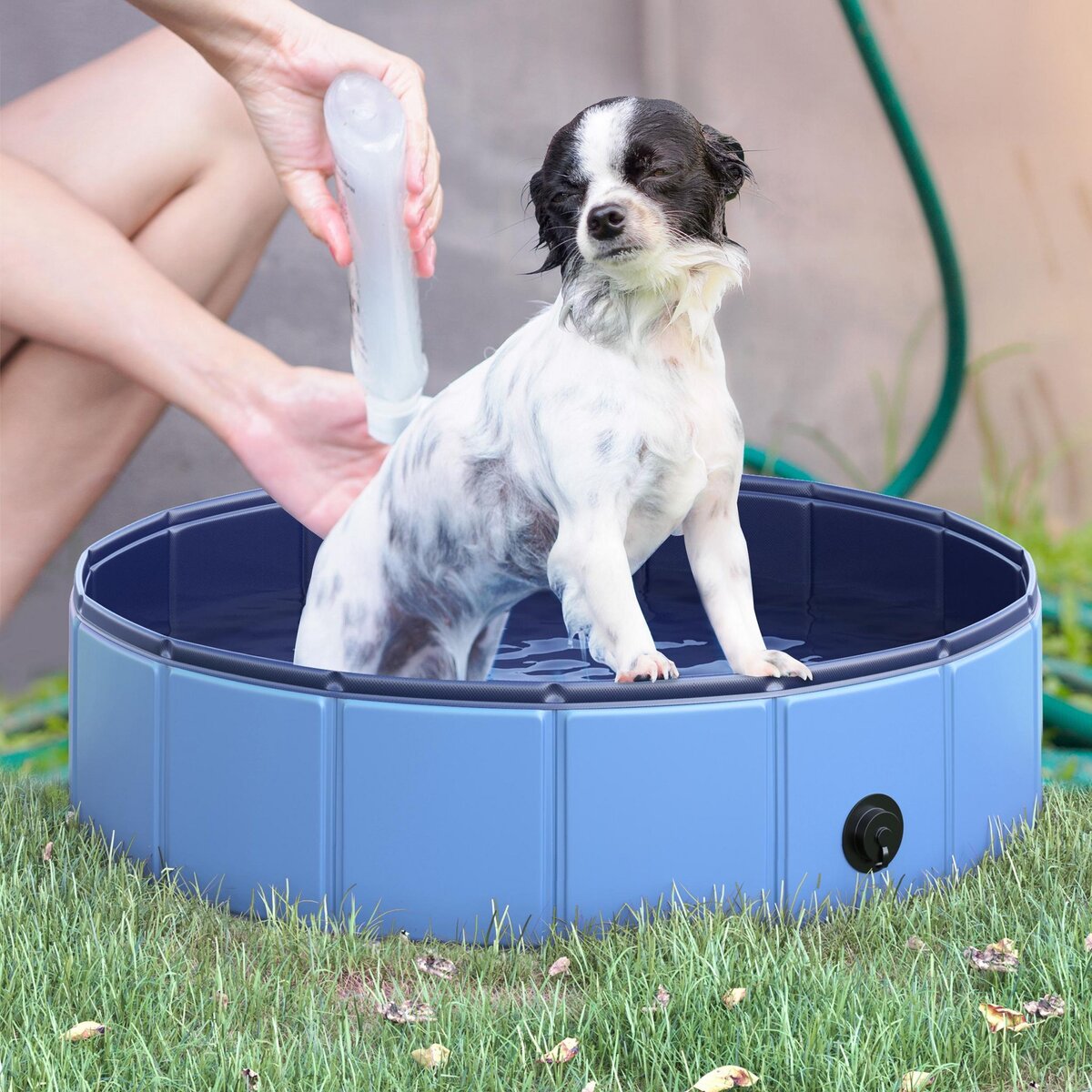 PAWHUT Piscine pour chien bassin PVC pliable anti-glissant facile à nettoyer diamètre 80 hauteur 20 cm bleu