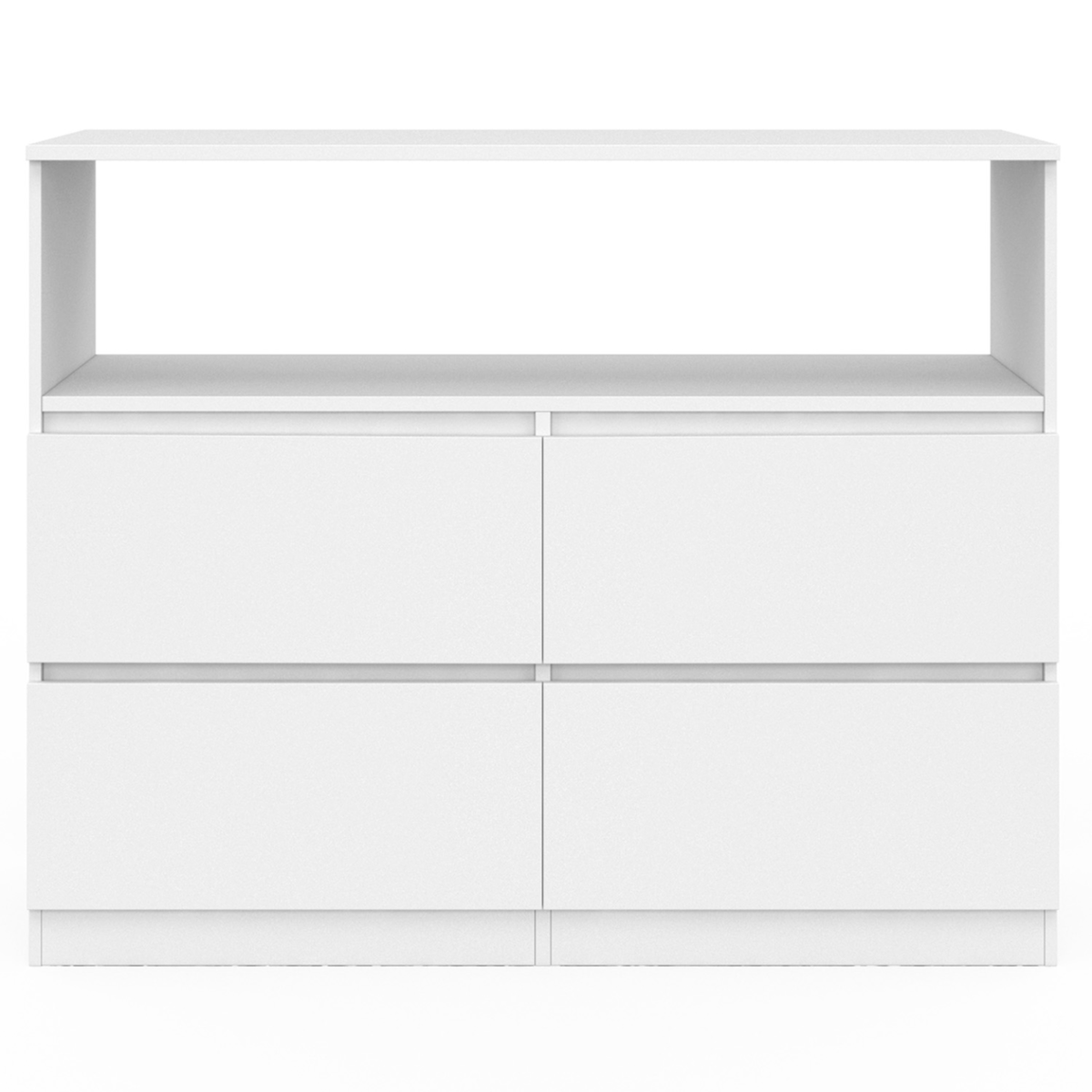 ID MARKET Commode 4 tiroirs TOMI 100 cm avec niche bois blanc