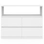 Voir la diapositive 3 : ID MARKET Commode 4 tiroirs TOMI 100 cm avec niche bois blanc