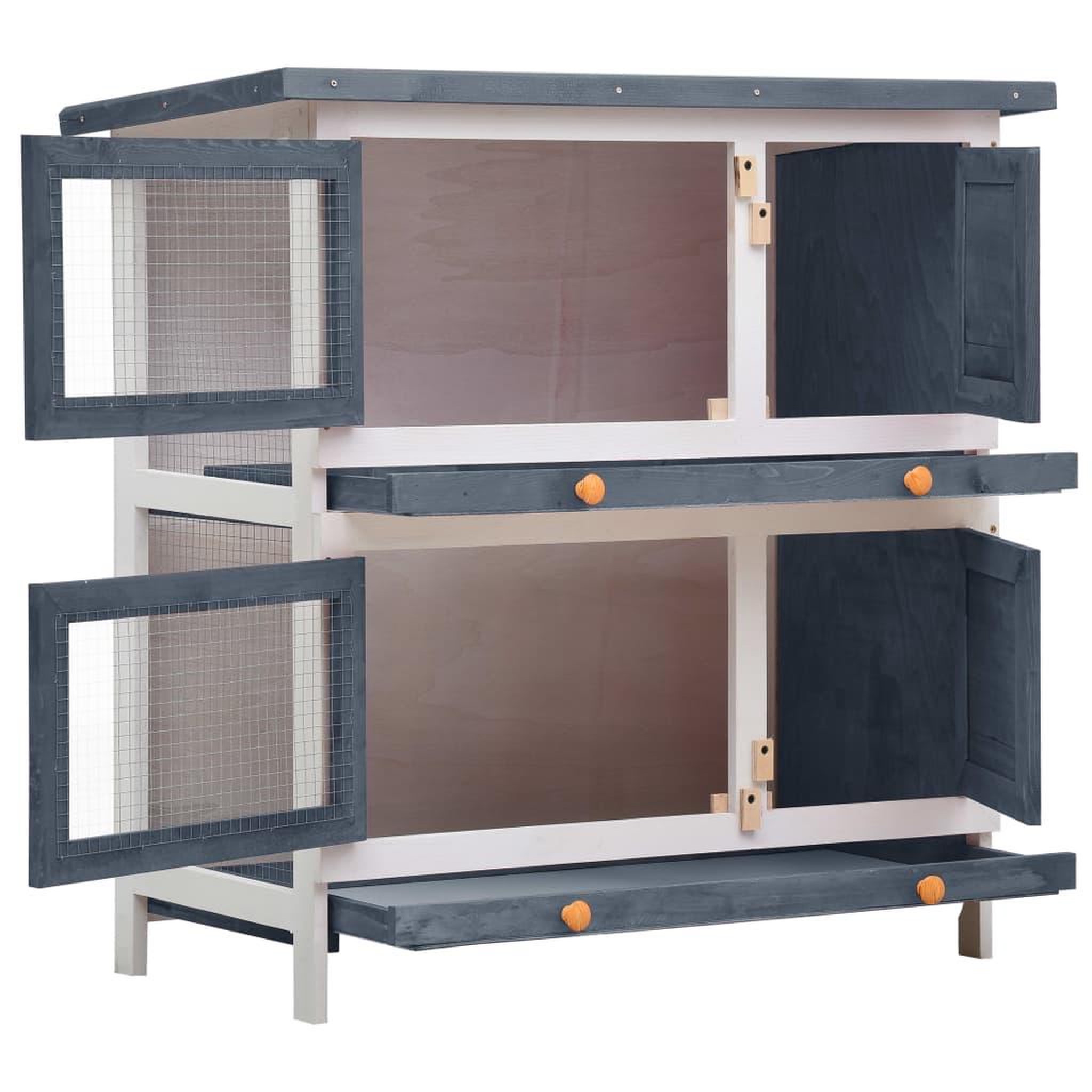 Voir la diapositive 2 : VIDAXL Clapier d'exterieur 4 portes Gris Bois