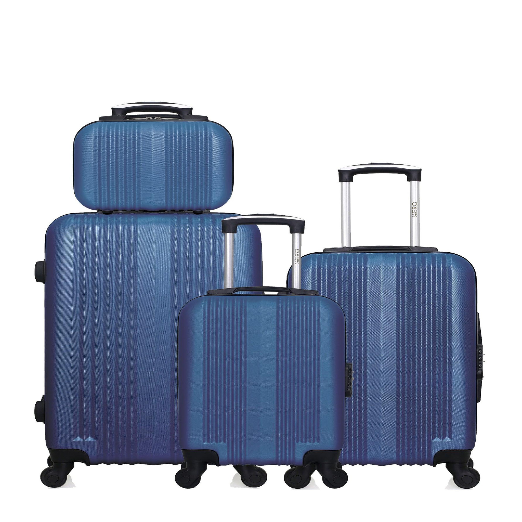 HERO Hero - lot de 4 - valise weekend, valise cabine, valise cabine xxs et vanity lipari. Coloris disponibles : Gris, Bleu