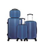 HERO HERO - Lot de 4 - Valise Weekend, valise cabine, valise cabine XXS et vanity LIPARI. Coloris disponibles : Gris, Bleu, Noir, Beige