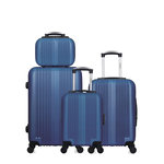 HERO HERO - Lot de 4 - Valise Weekend, valise cabine, valise cabine XXS et vanity LIPARI. Coloris disponibles : Bleu, Noir, Gris, Beige