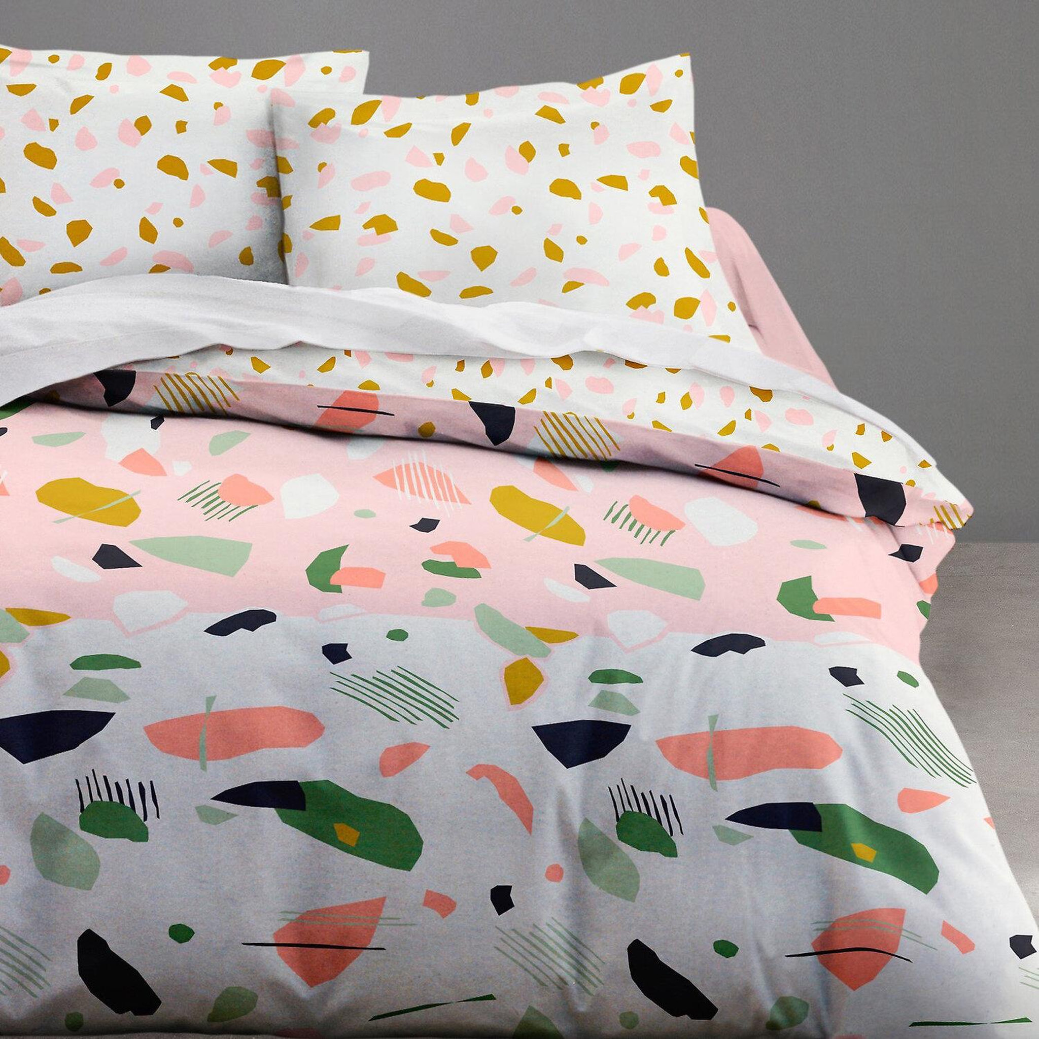 Voir la diapositive 3 : Home collection Parure housse de couette 100% coton 57fils marbree