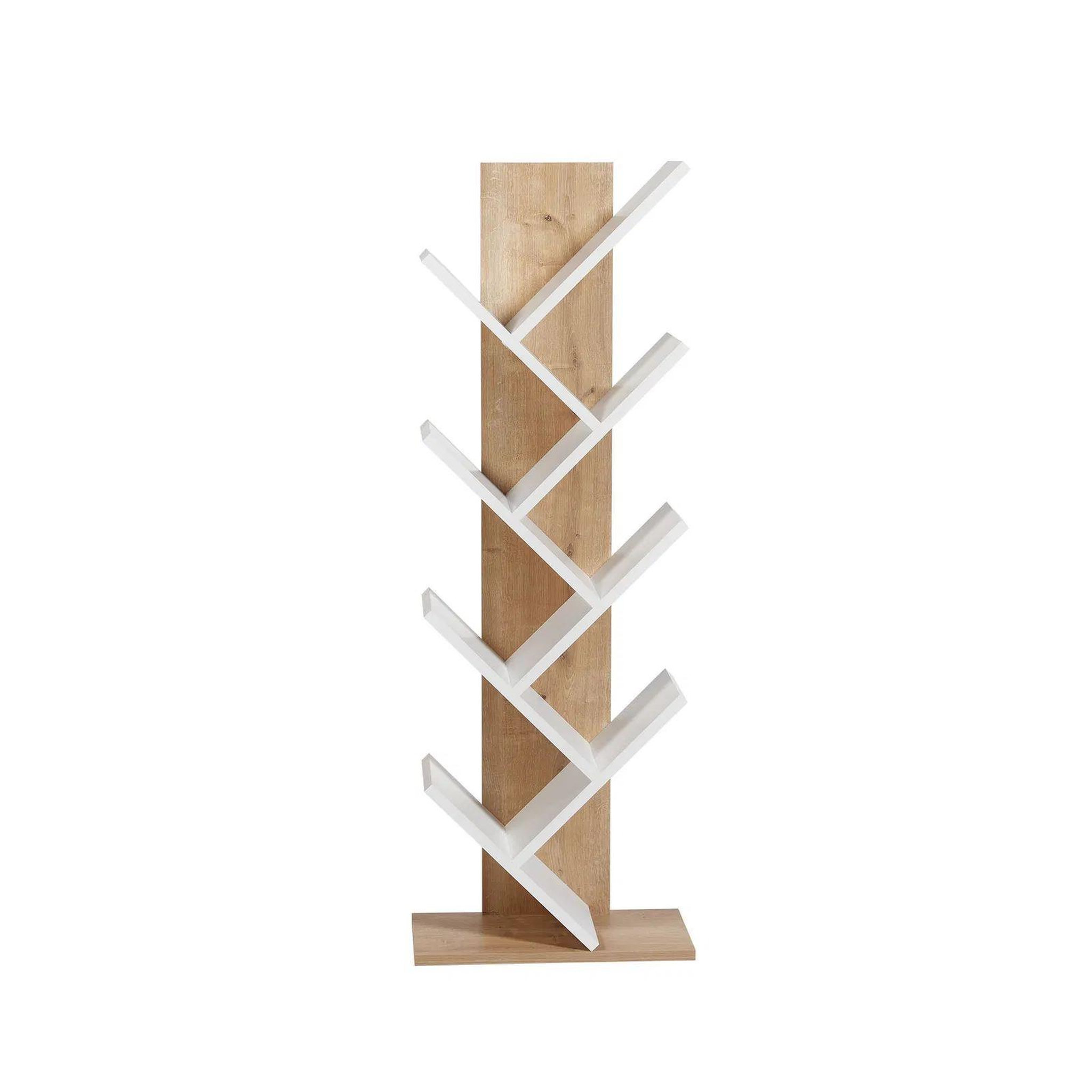 Habitat et Jardin Bibliothèque en bois  tuval 066  - 46 x 22 x 129 cm - chêne, blanc