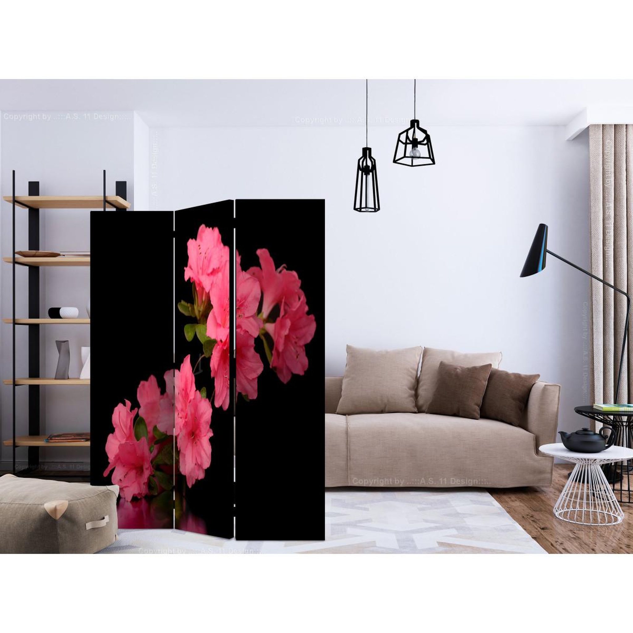 Voir la diapositive 2 : Paris Prix Paravent 3 volets  azalea in black  135x172cm