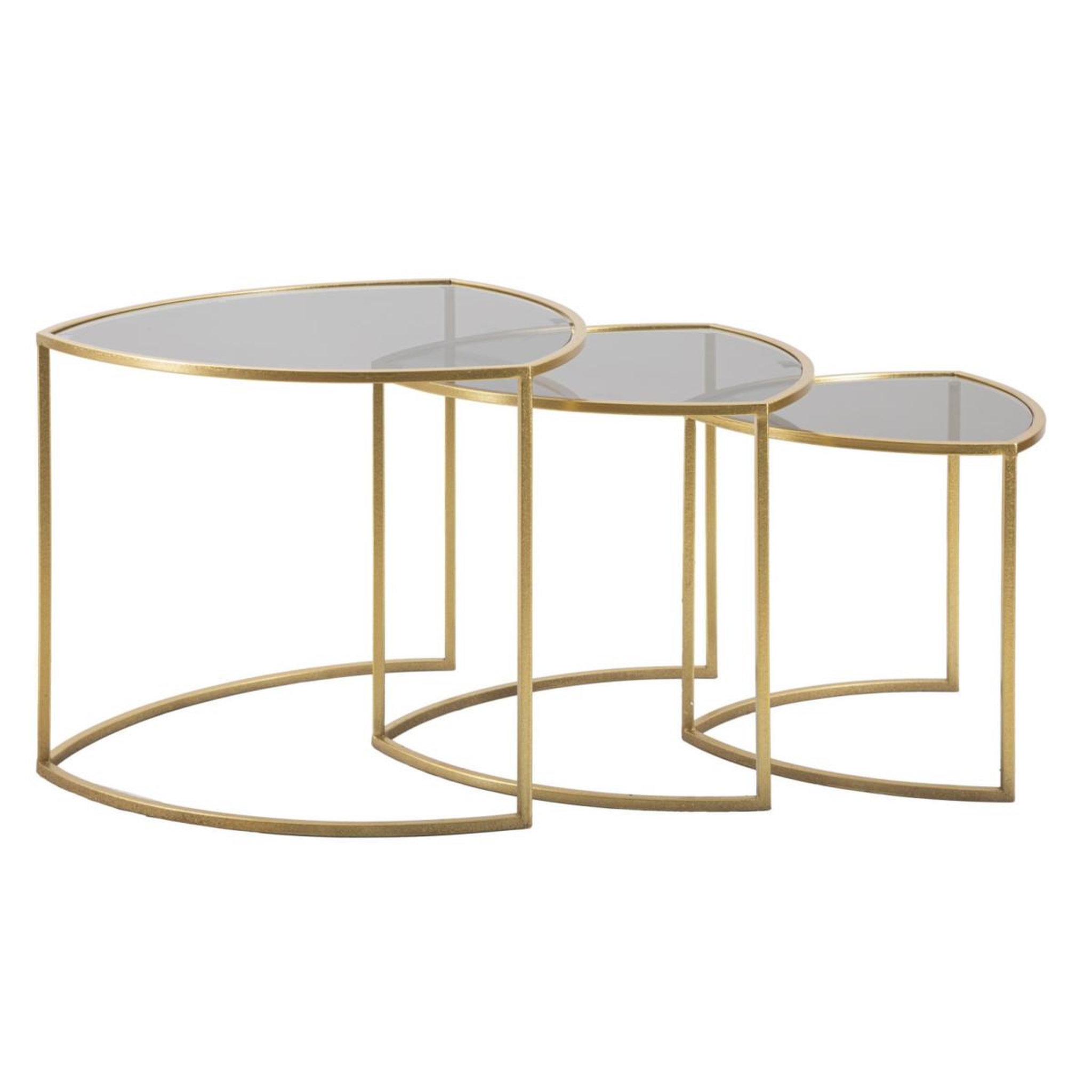 Voir la diapositive 2 : Paris Prix Lot de 3 tables basses  triangle  60cm or