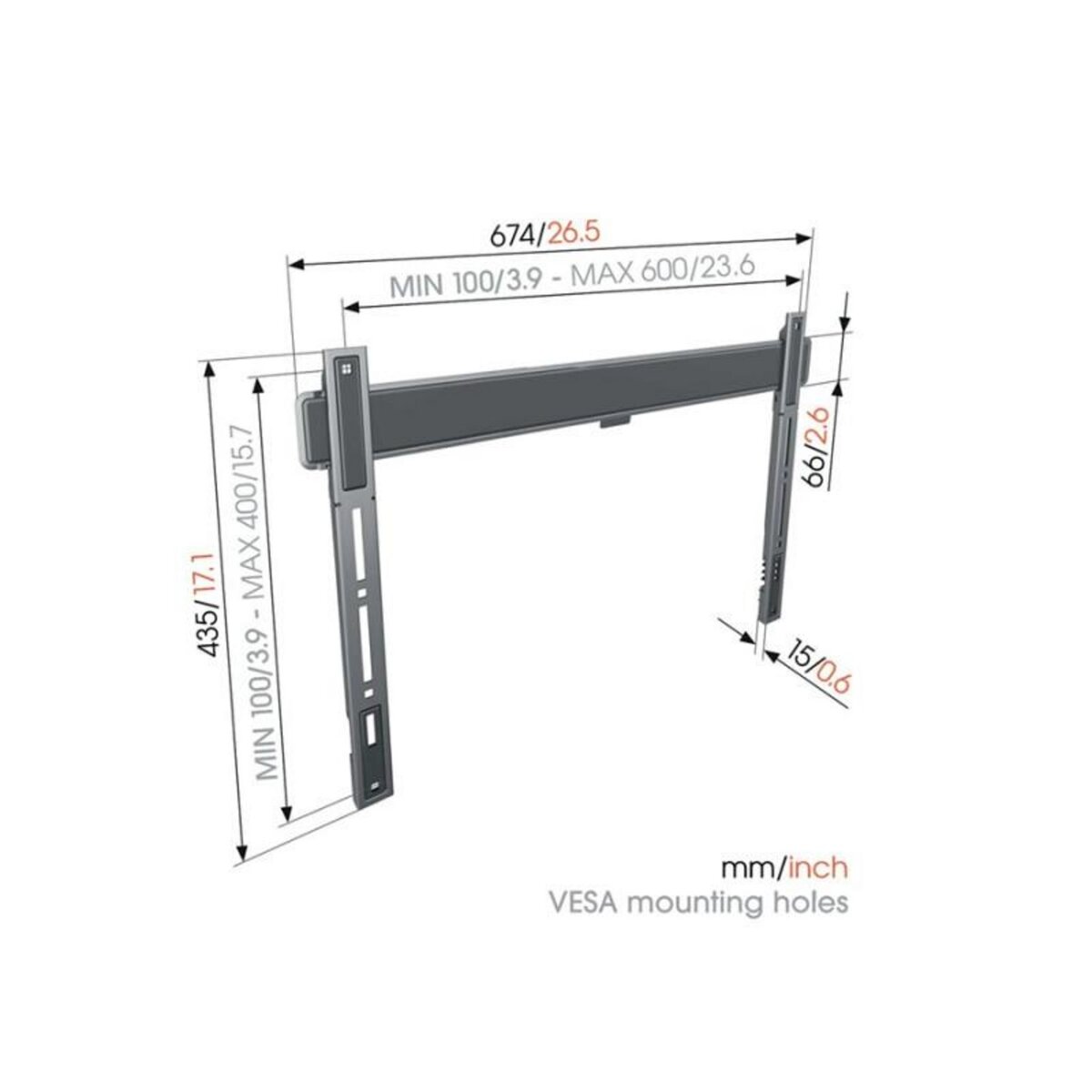 Vogel's Support mural pour écran plat Vogel s ELITE TVM 5605 FIXE POUR TELEVISION DE 40 A 100