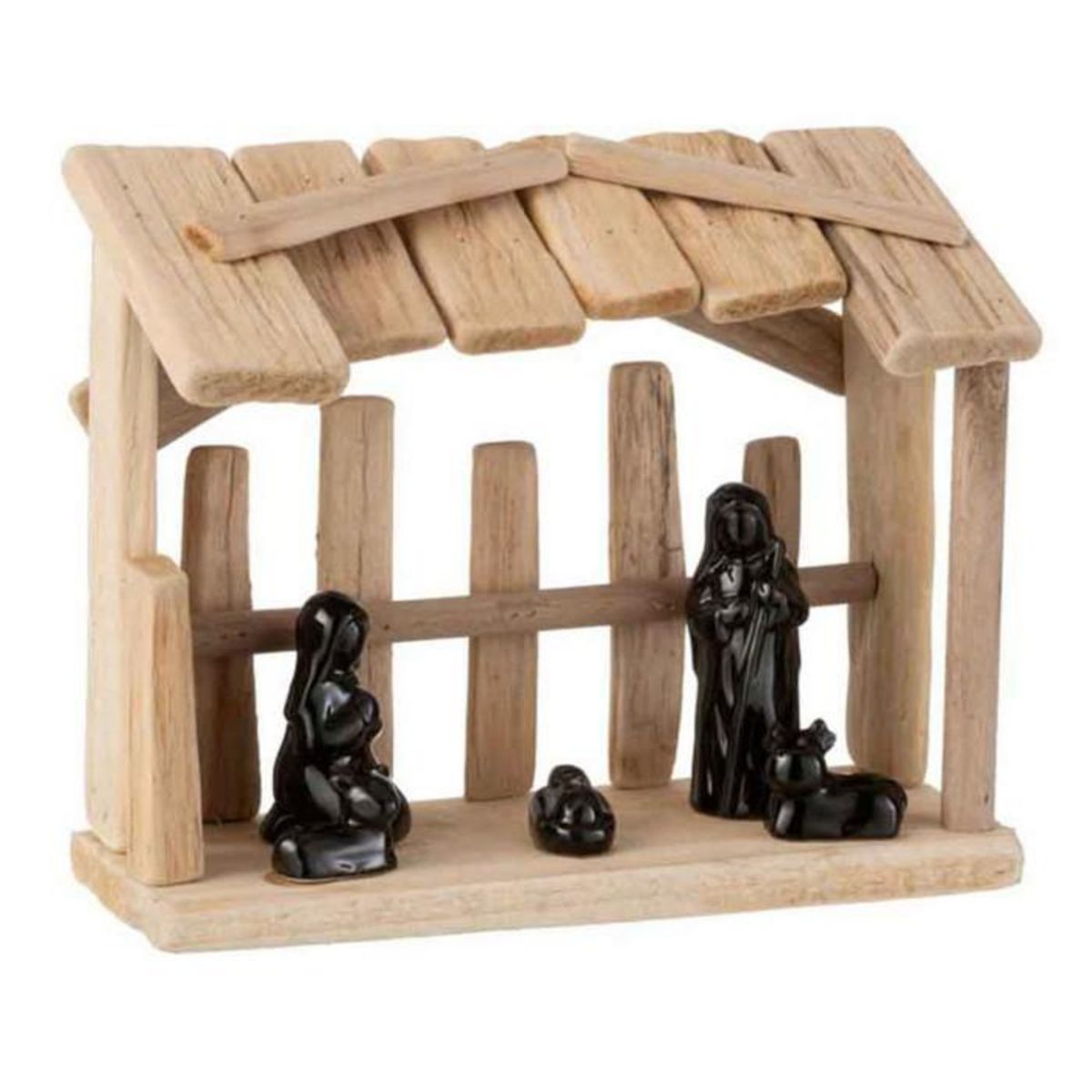 Paris Prix Crèche de Noël  Toit Plat  25cm Marron & Noir
