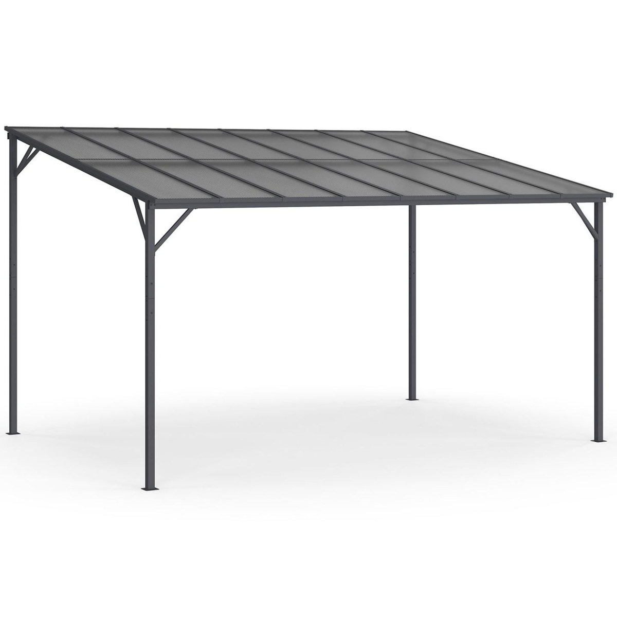 ID MARKET Pergola toit rigide en polycarbonate 3x4 M gris anthracite