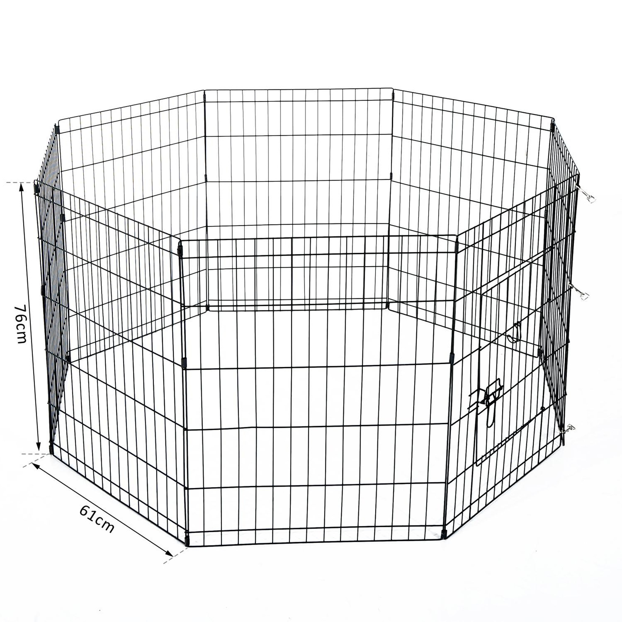Voir la diapositive 3 : PAWHUT Parc enclos acier pour chien animaux 1 porte 8 panneaux 76l x 61l cm noir