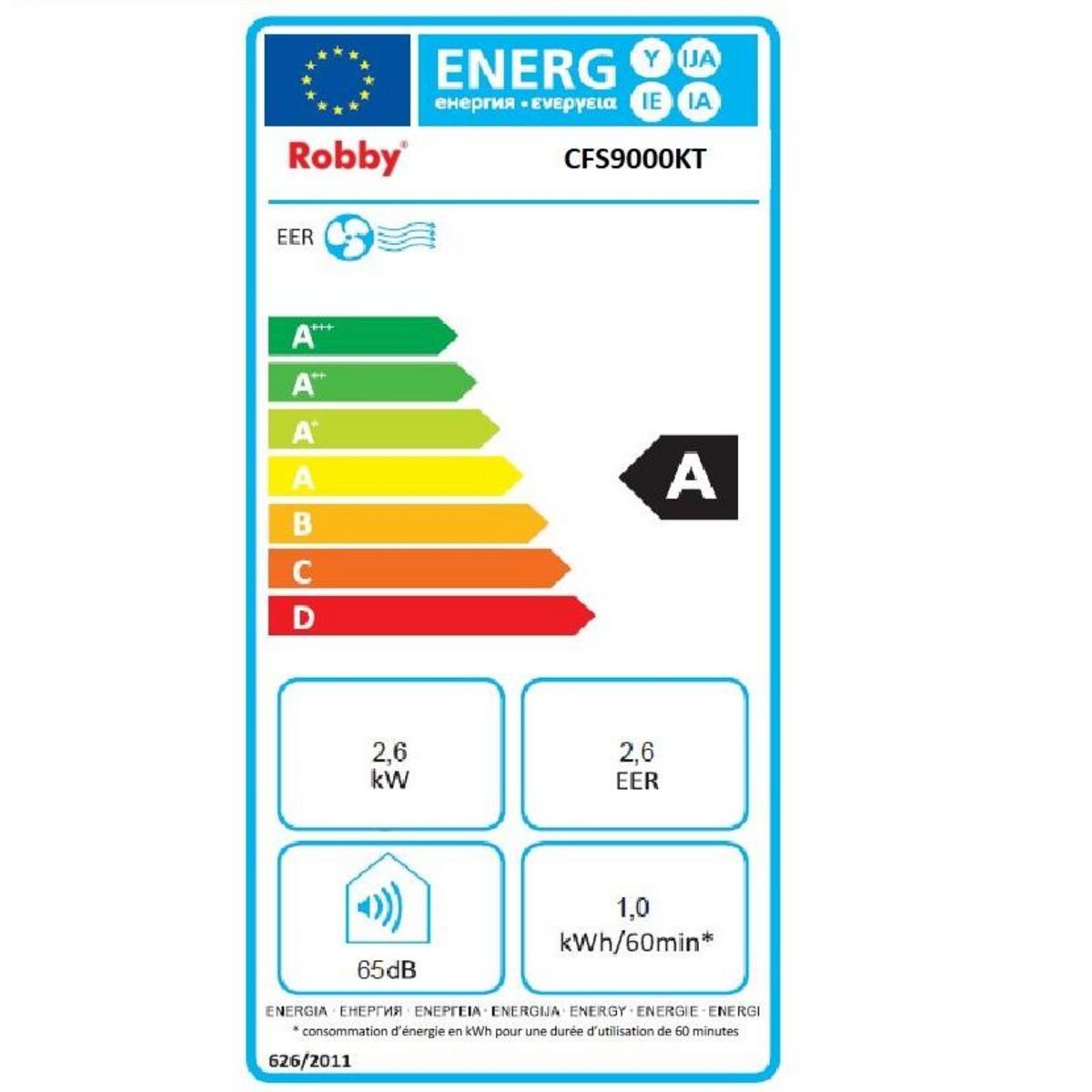 Robby Climatiseur mobile 2600w 26m2 avec kit fenêtre - cfs9000kt