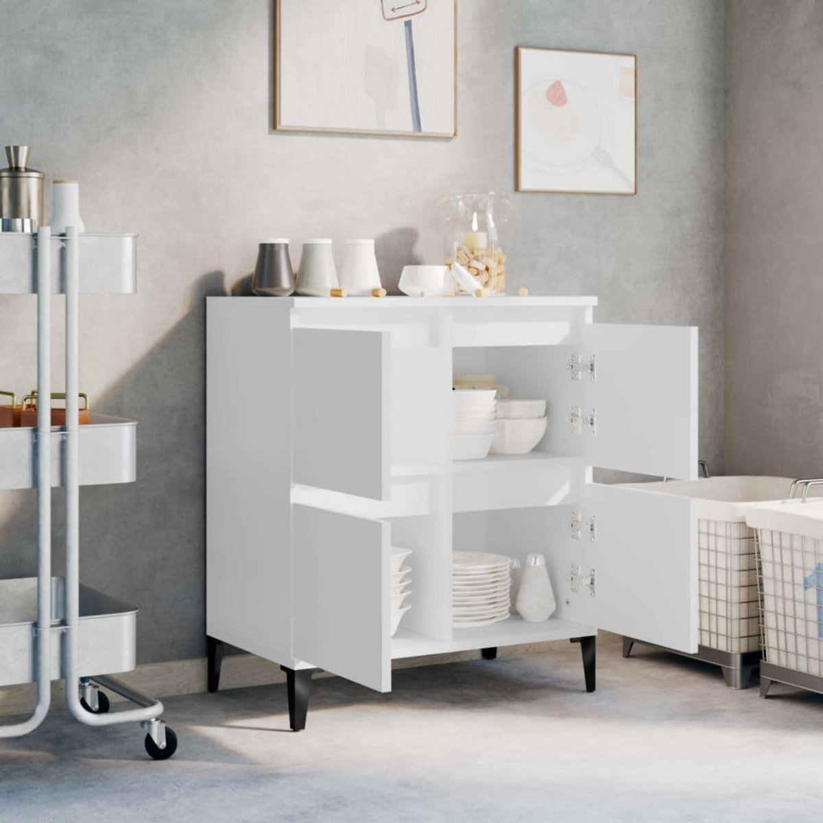 VIDAXL Buffet Blanc 60x35x70 cm Bois d'ingenierie