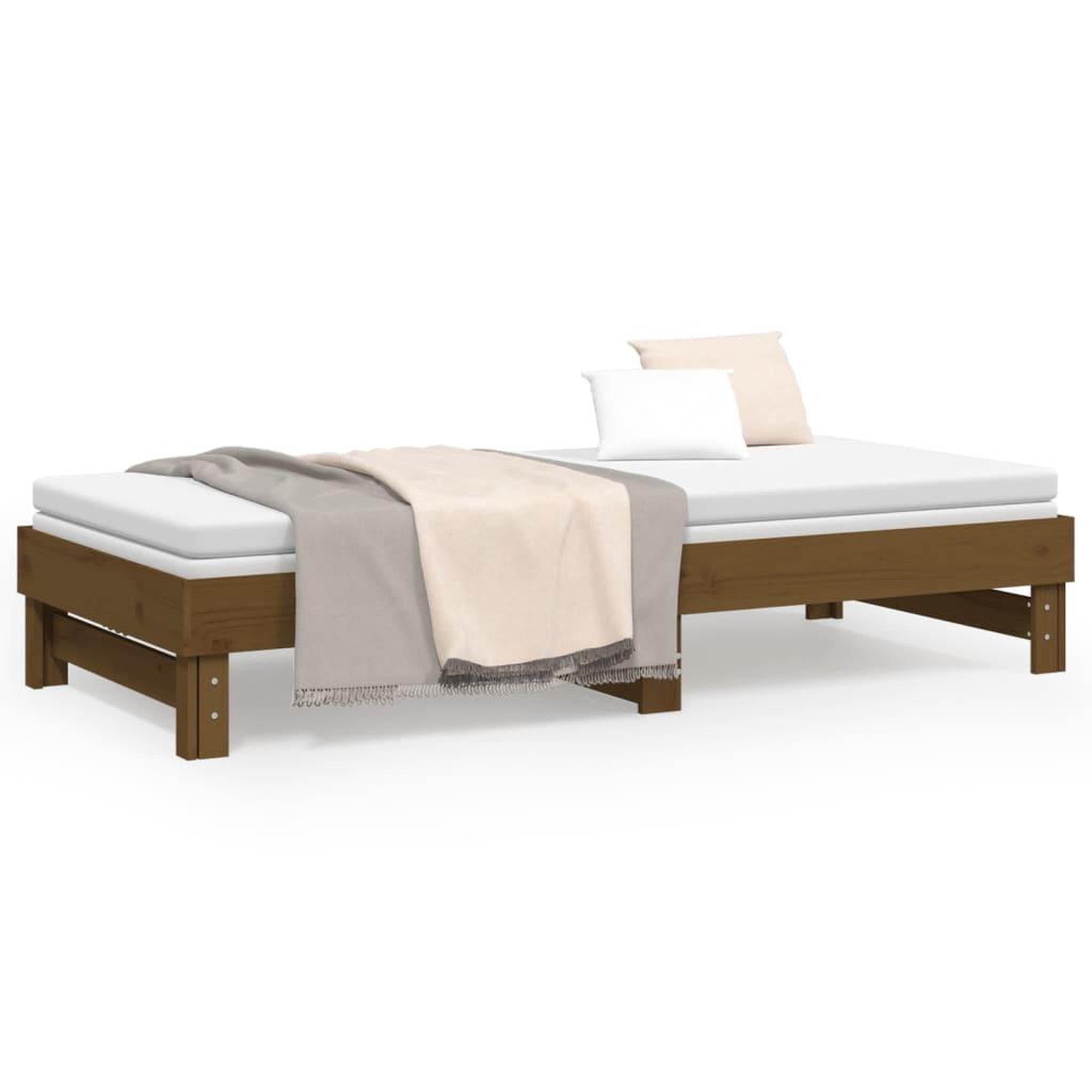 Voir la diapositive 5 : VIDAXL Lit coulissant sans matelas marron miel 2x(100x200) cm