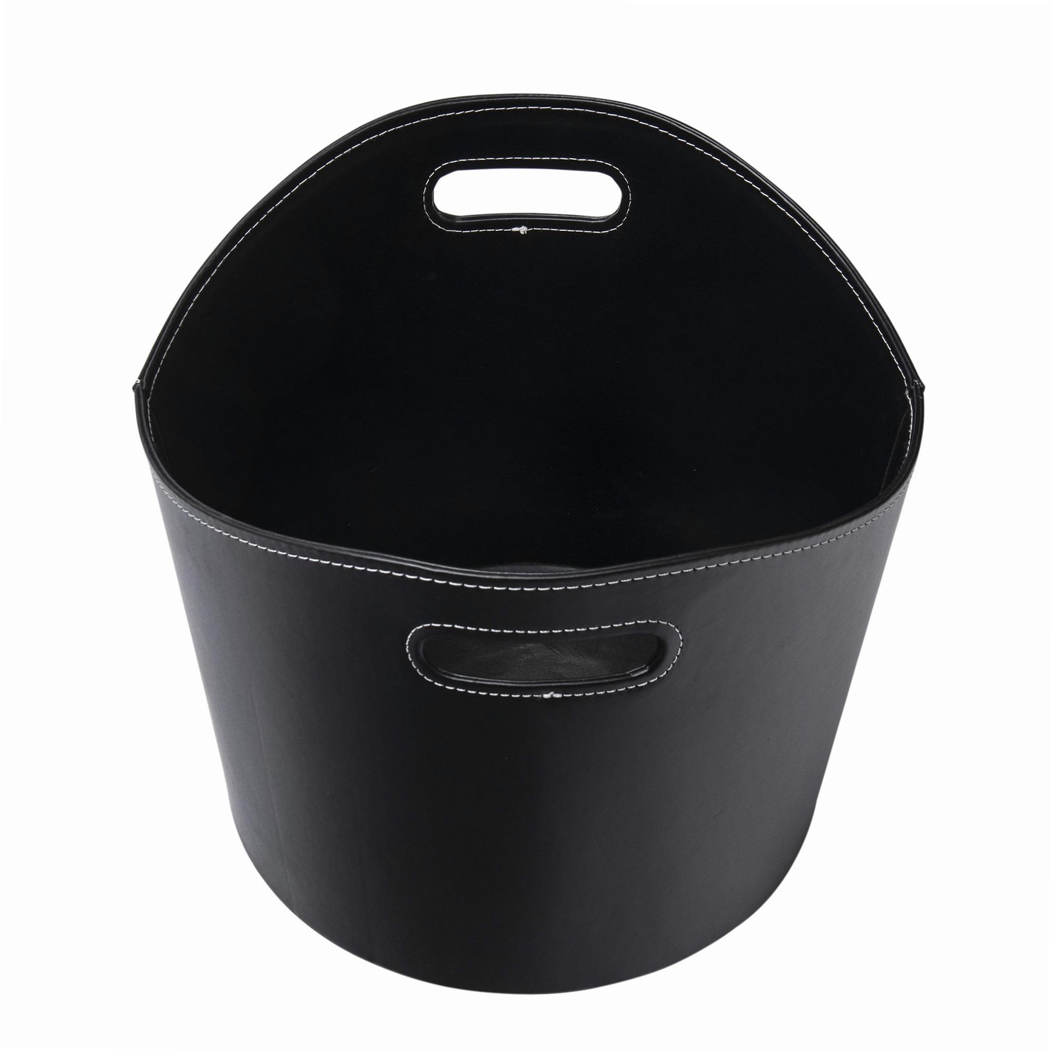 Voir la diapositive 4 : WERKAPRO Panier à bûches rond werka pro  ø39xh 31cm  similicuir noir similicuir noir