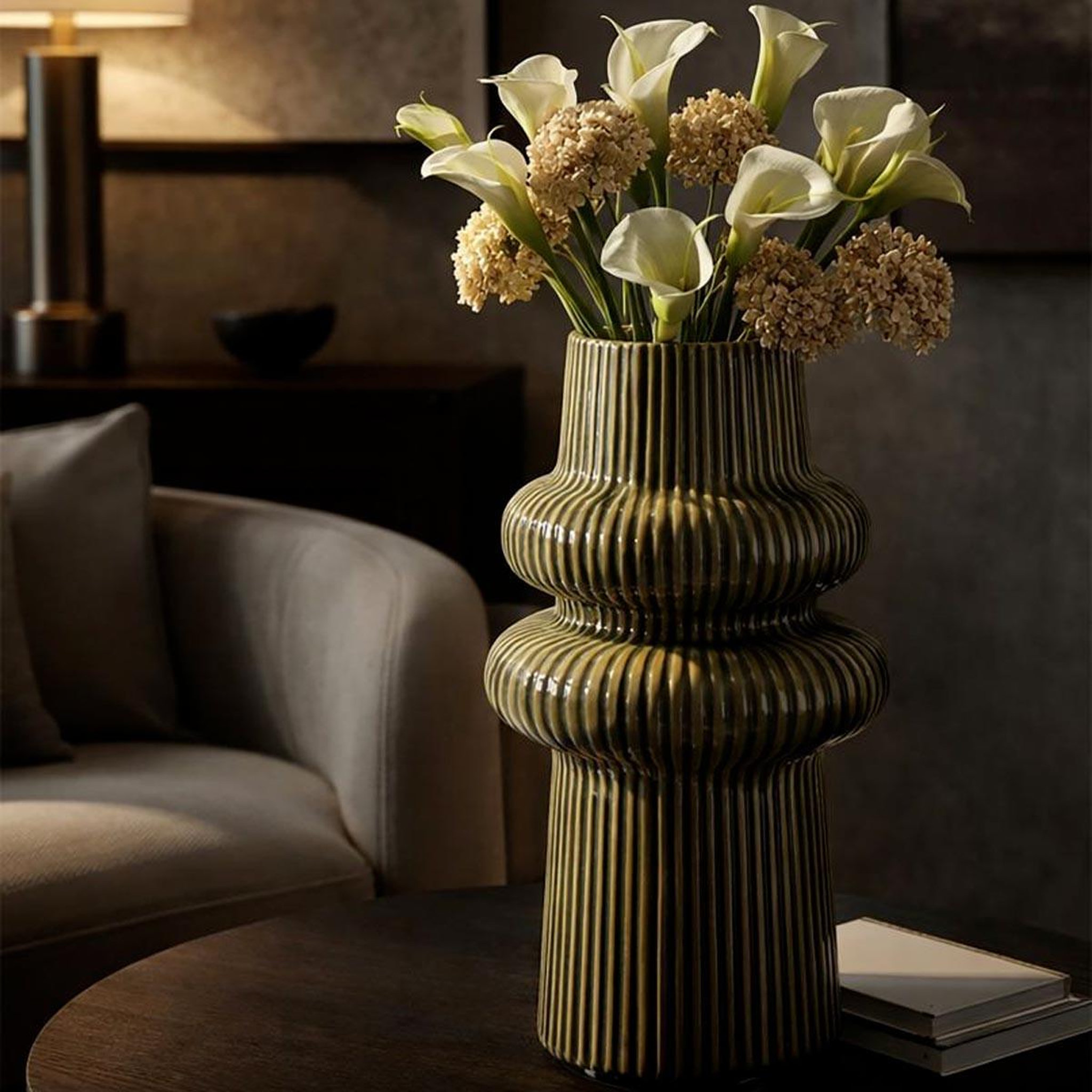 Voir la diapositive 5 : Paris Prix Vase design en céramique  armony  36cm vert