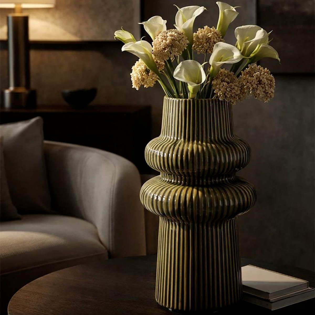 Paris Prix Vase Design en Céramique  Armony  36cm Vert