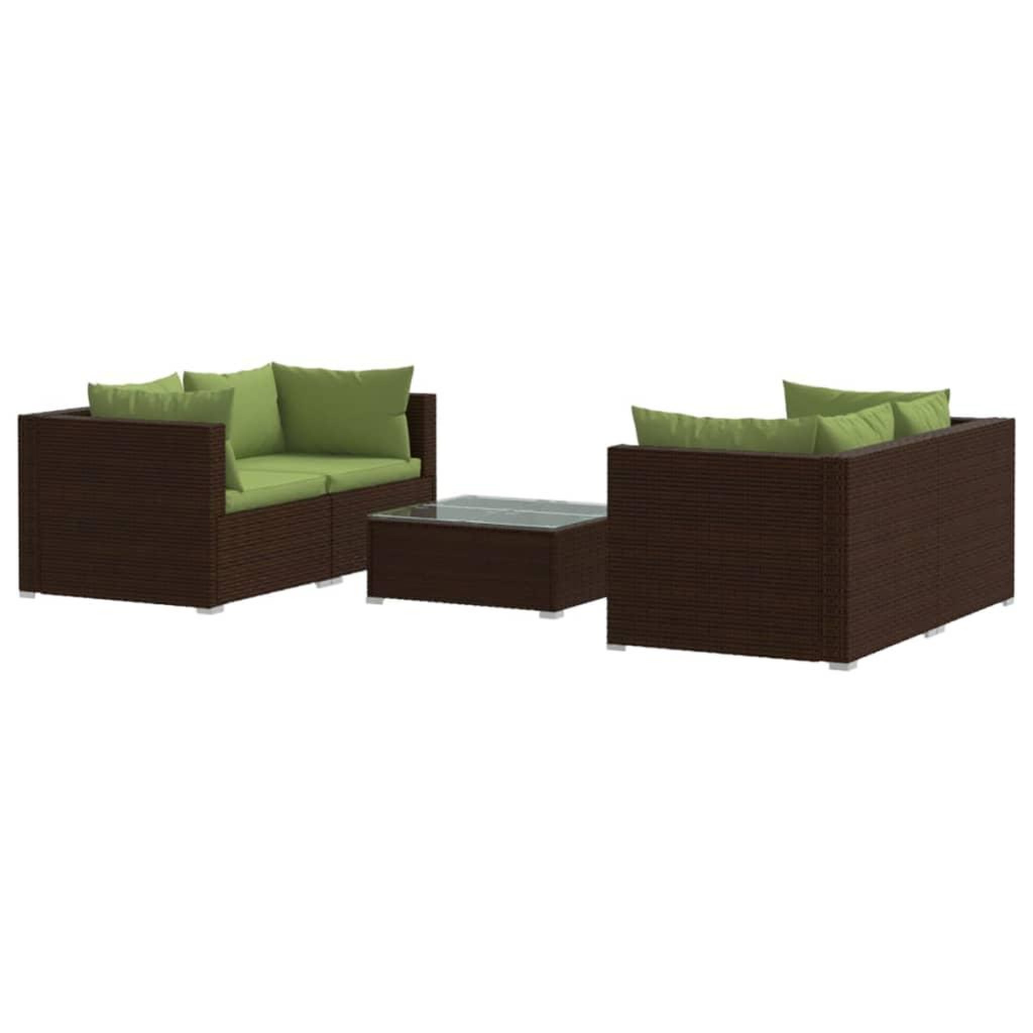 Voir la diapositive 2 : VIDAXL Salon de jardin 5 pcs avec coussins resine tressee marron