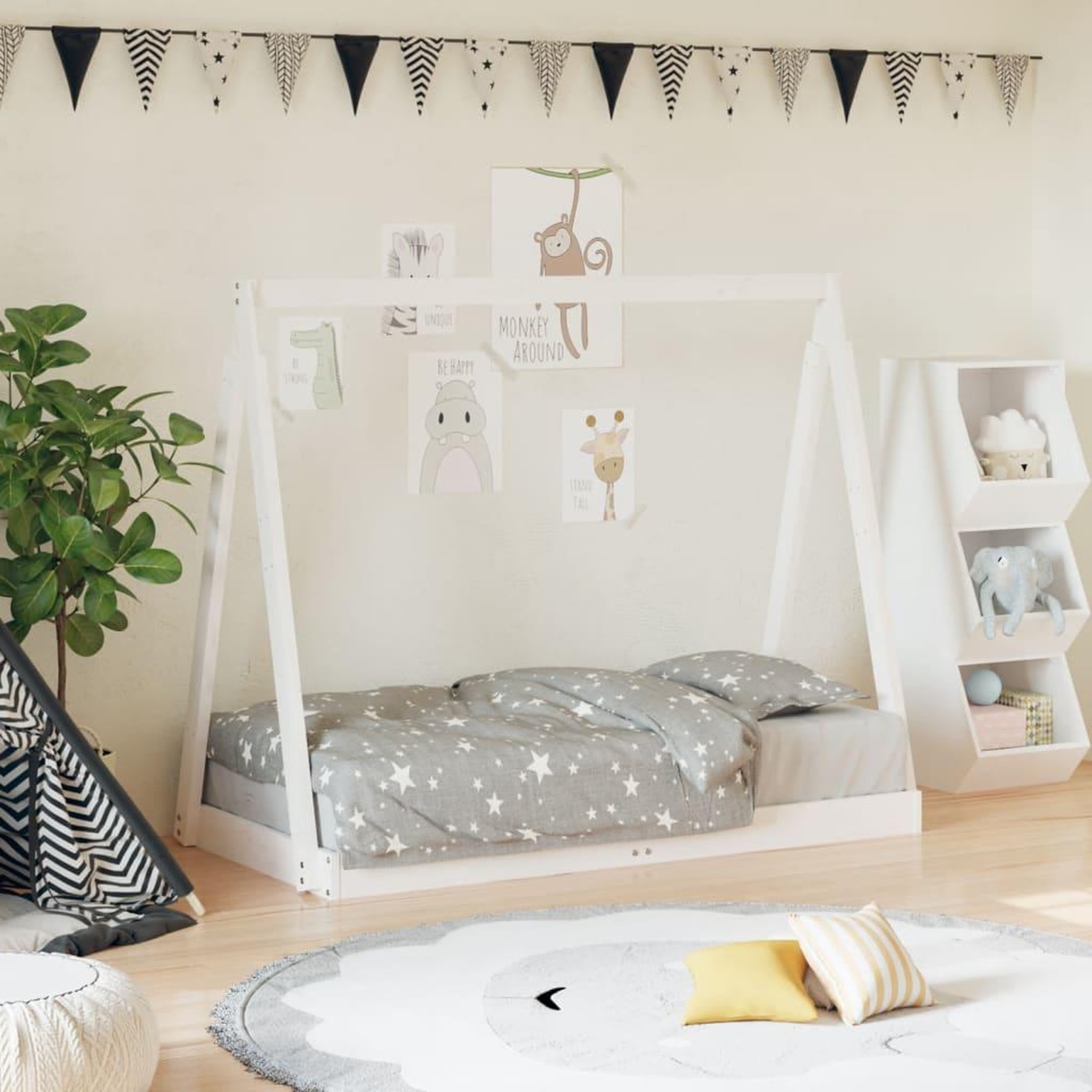 VIDAXL Cadre de lit pour enfant blanc 70x140 cm bois de pin massif