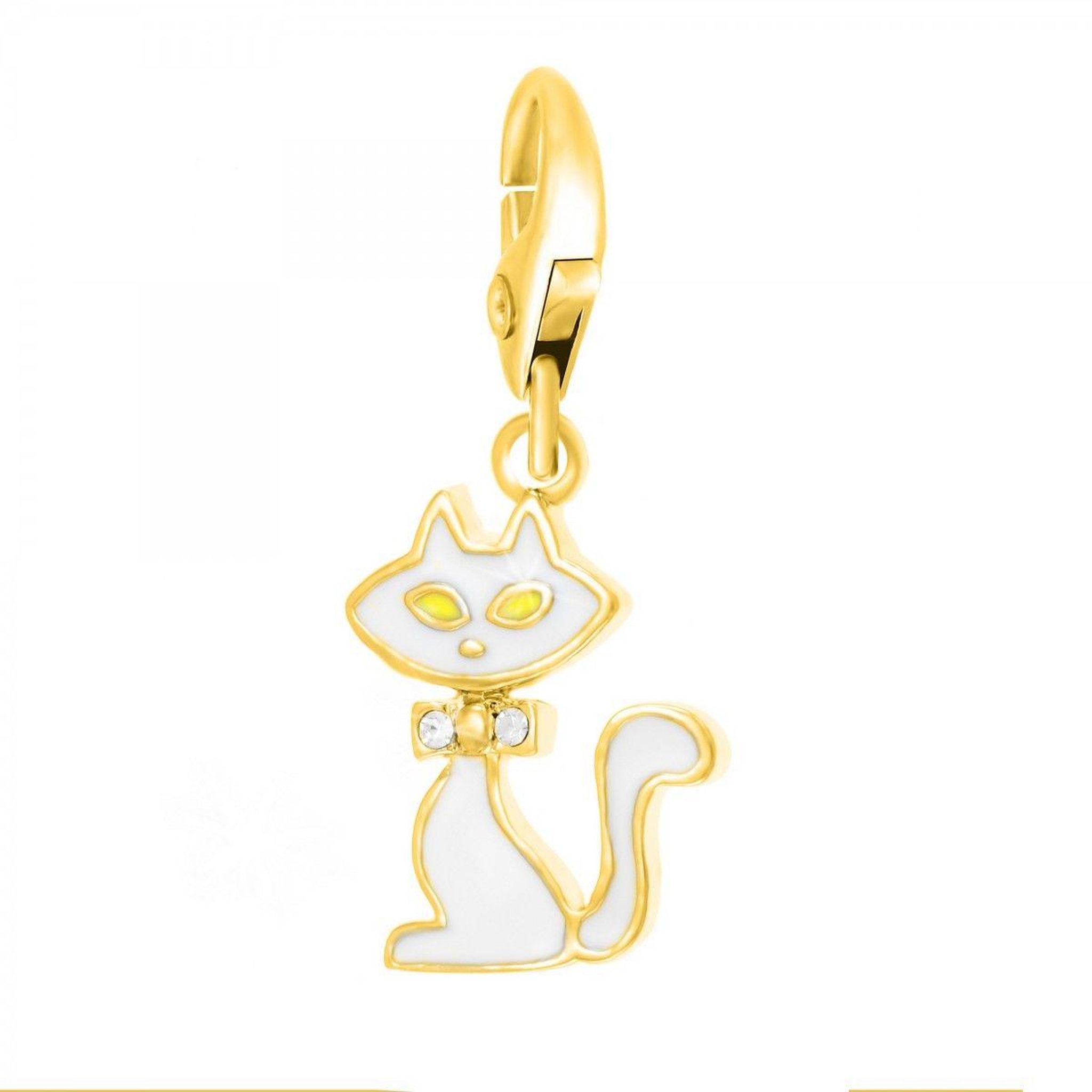 SC CRYSTAL Charm chat blanc SC Crystal orné de Cristaux scintillants