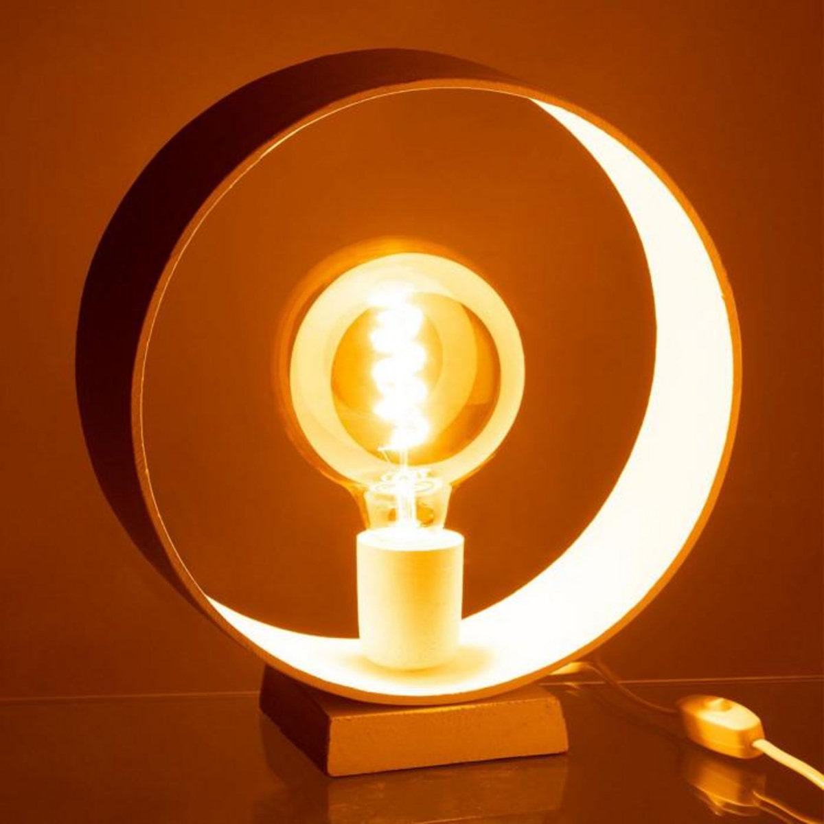 Paris Prix Lampe à Poser Design  Cercle  32cm Blanc