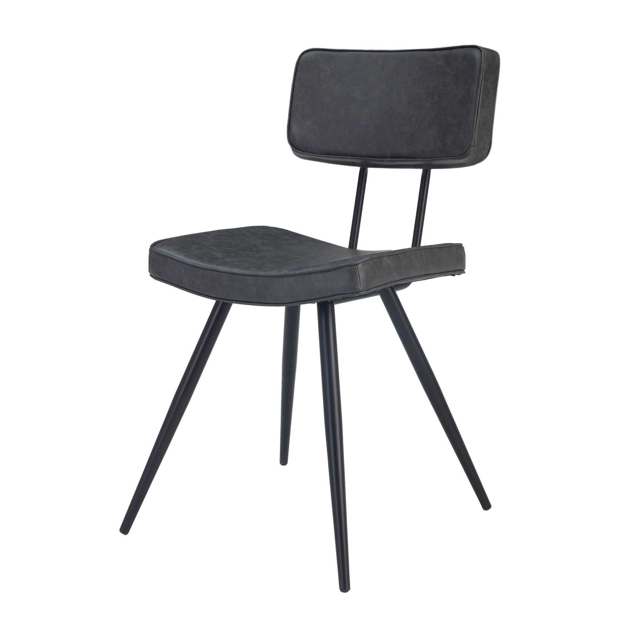 Voir la diapositive 6 : MAISON PAVANE Lot de 2 chaises en cuir synthétique gris / noir-texas