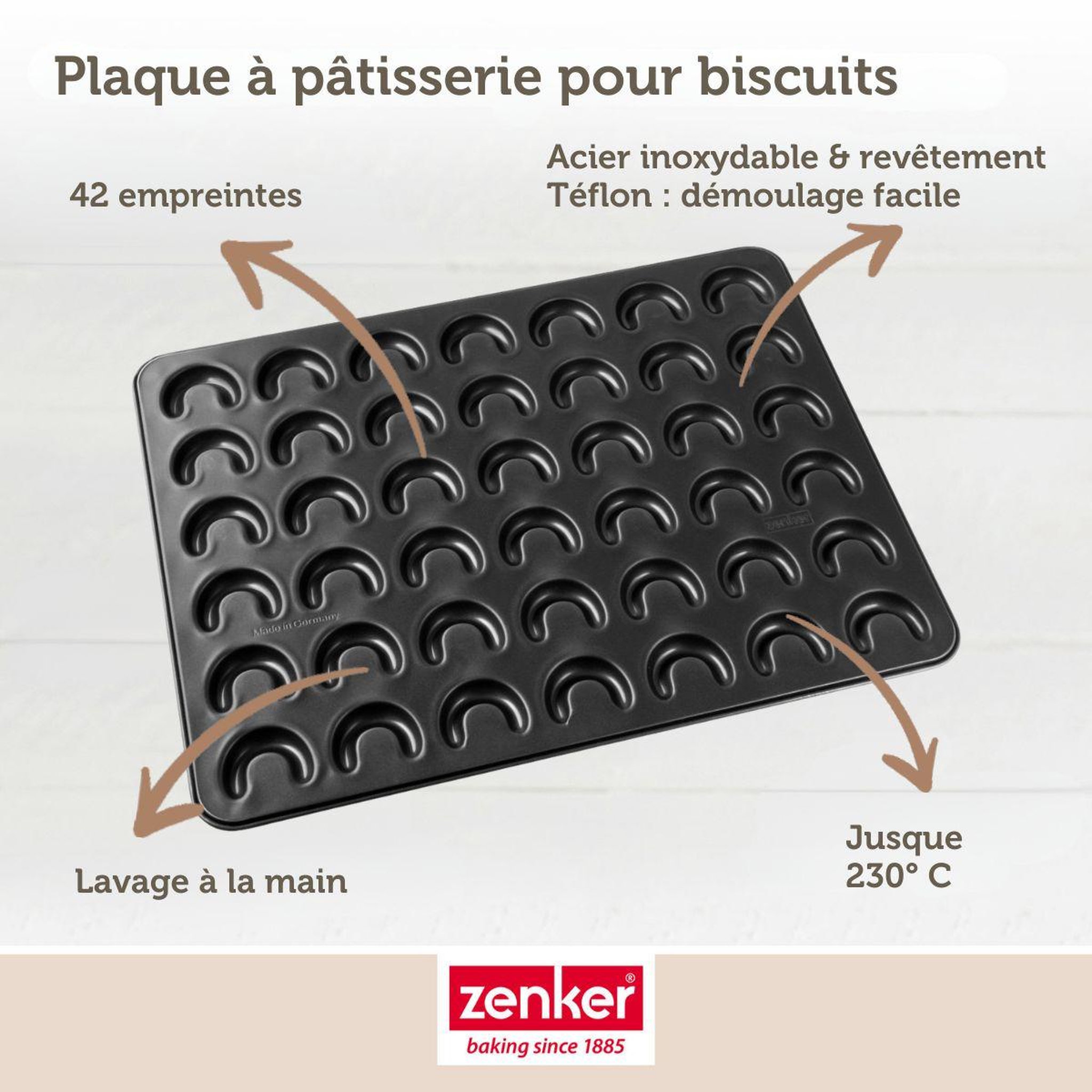 Voir la diapositive 6 : ZENKER Moule pour vanille kipferl croissant vanille 42 x 32 cm zenker special creative
