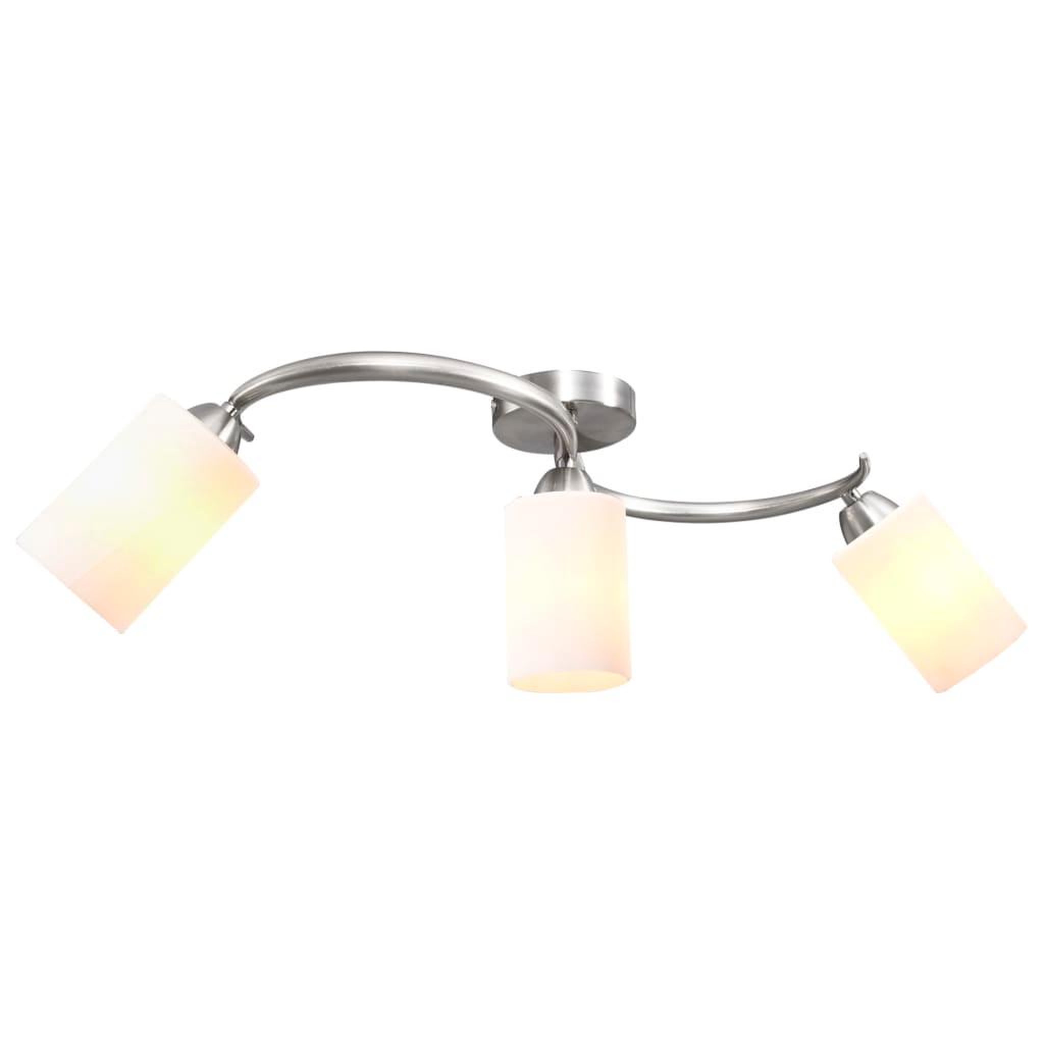Voir la diapositive 3 : VIDAXL Plafonnier avec abat-jour en verre 3 ampoules E14 Blanc  Cone