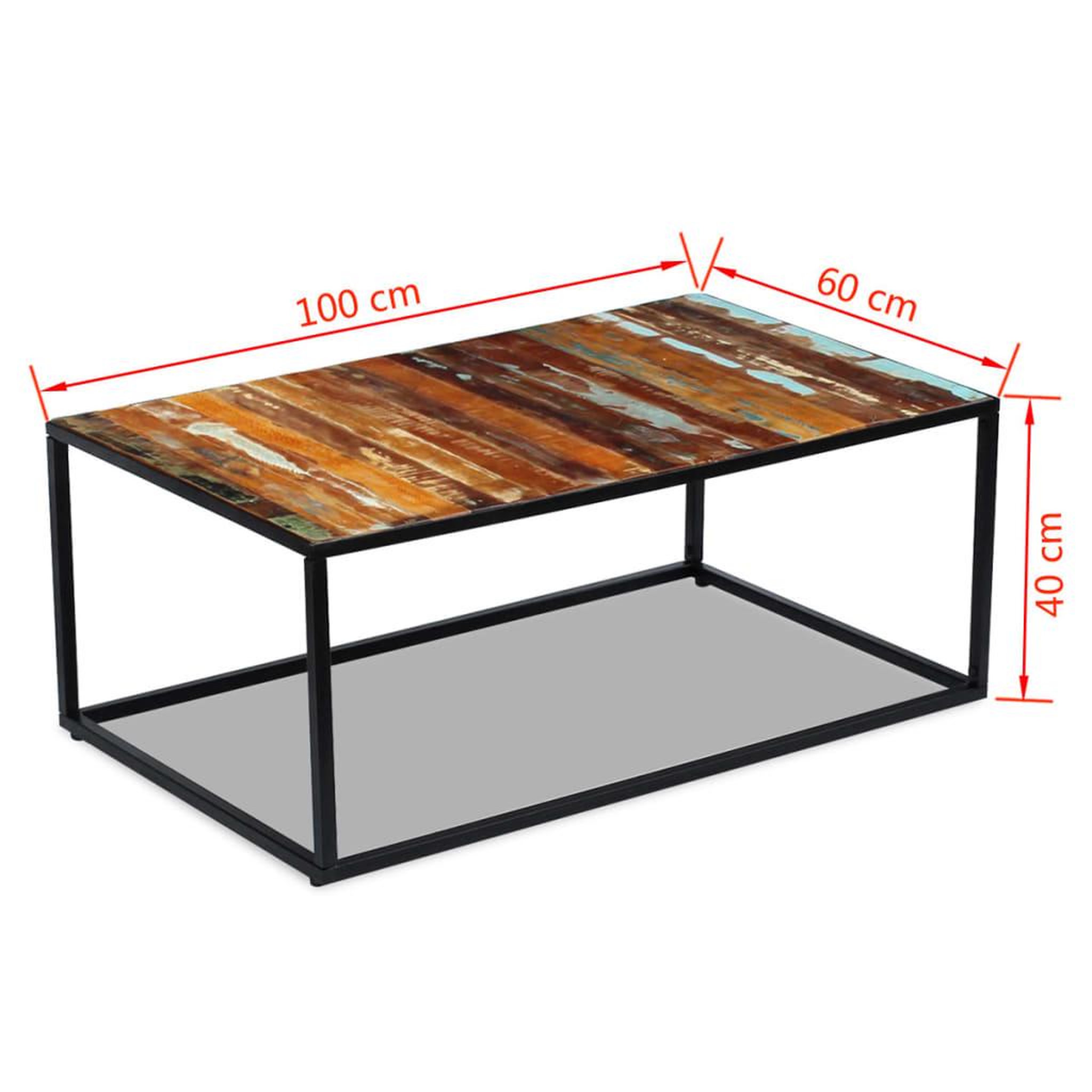 Voir la diapositive 6 : VIDAXL Table basse bois de recuperation massif 100x60x40 cm