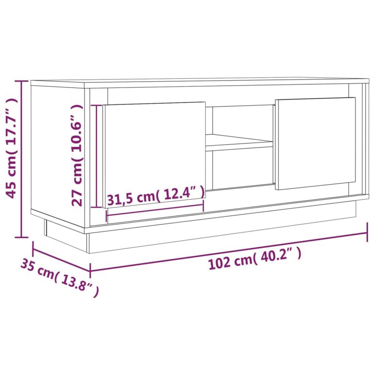 VIDAXL Meuble TV blanc brillant 102x35x45 cm bois d'ingenierie