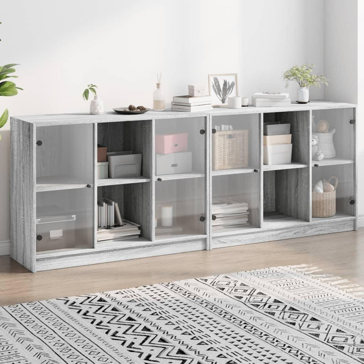 VIDAXL Bibliotheque avec portes sonoma gris 204x37x75 cm