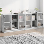 VIDAXL Bibliotheque avec portes sonoma gris 204x37x75 cm